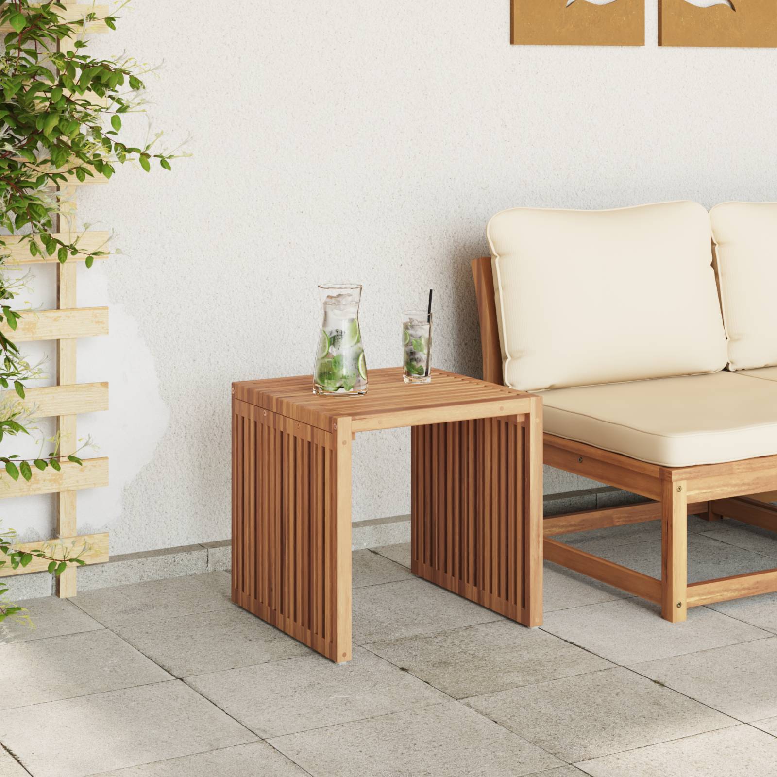 vidaXL Garten Beistelltisch 45x42,5x45 cm Massivholz Teak