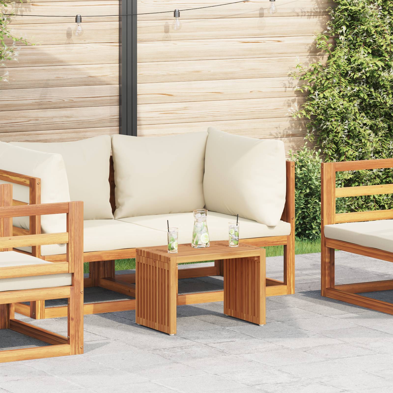 vidaXL Gartentisch 50x32.5x35 cm Teak Massivholz