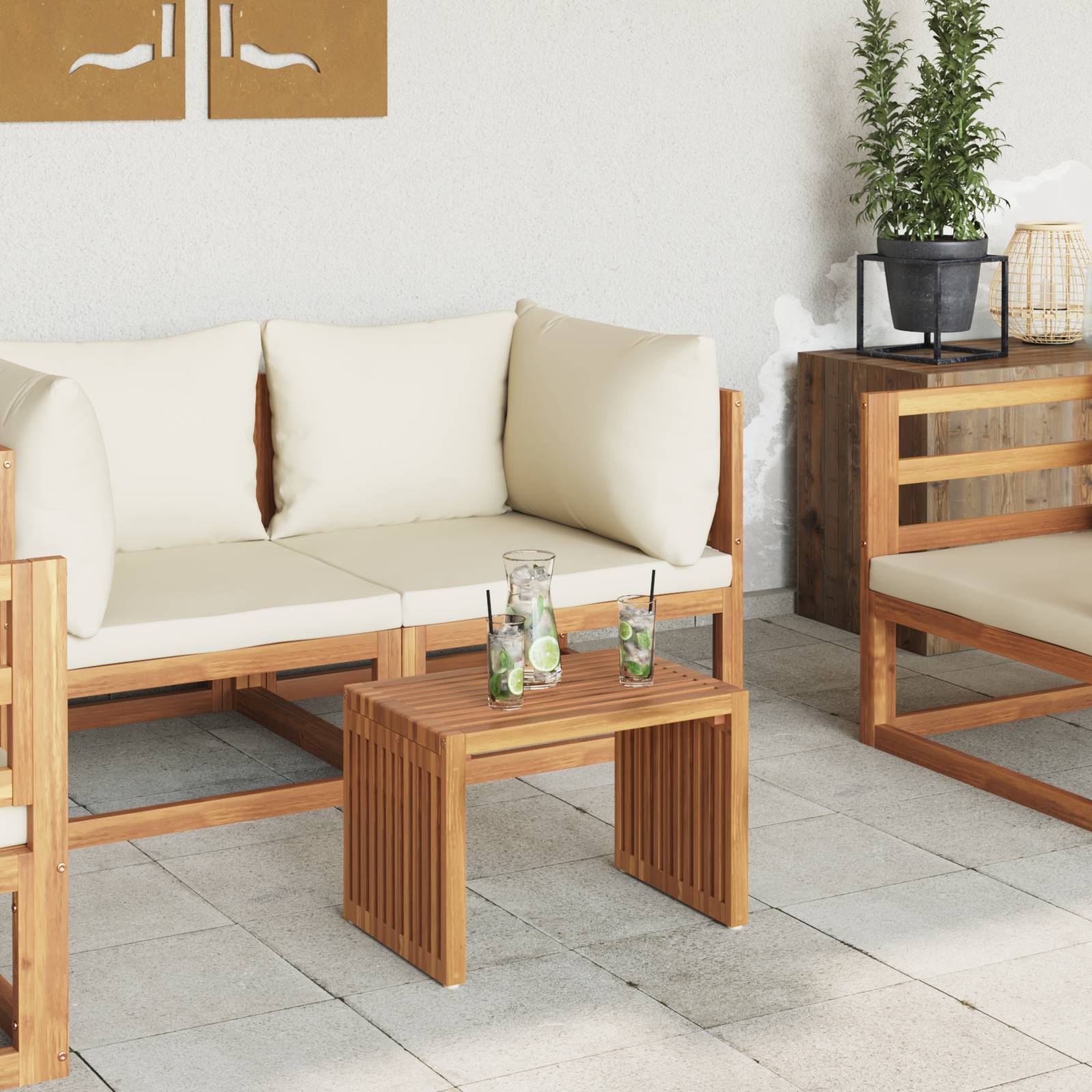 vidaXL Gartentisch 50x32.5x35 cm Teak Massivholz