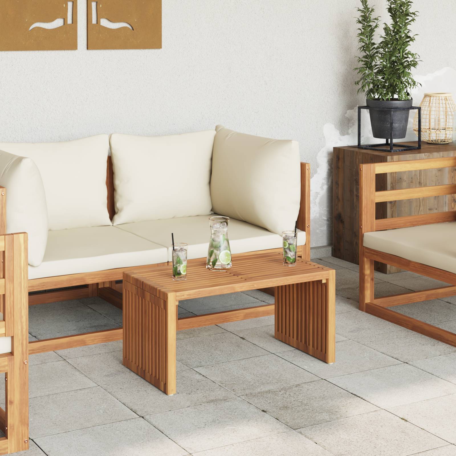 vidaXL Gartenbeistelltisch 70x37.5x35.5 cm Massivholz Teak