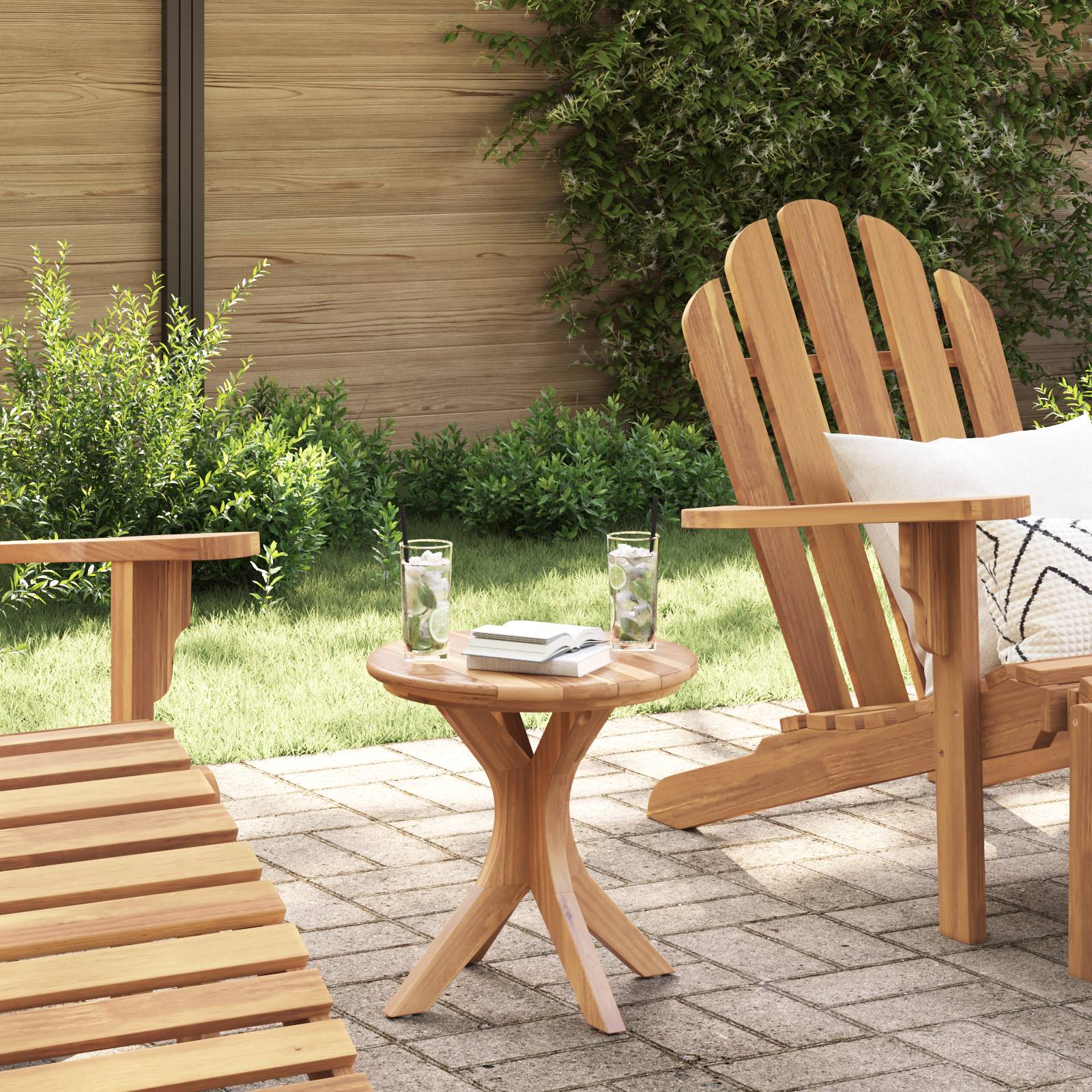 vidaXL Garten Beistelltisch Ø40x41 cm Massivholz Teak