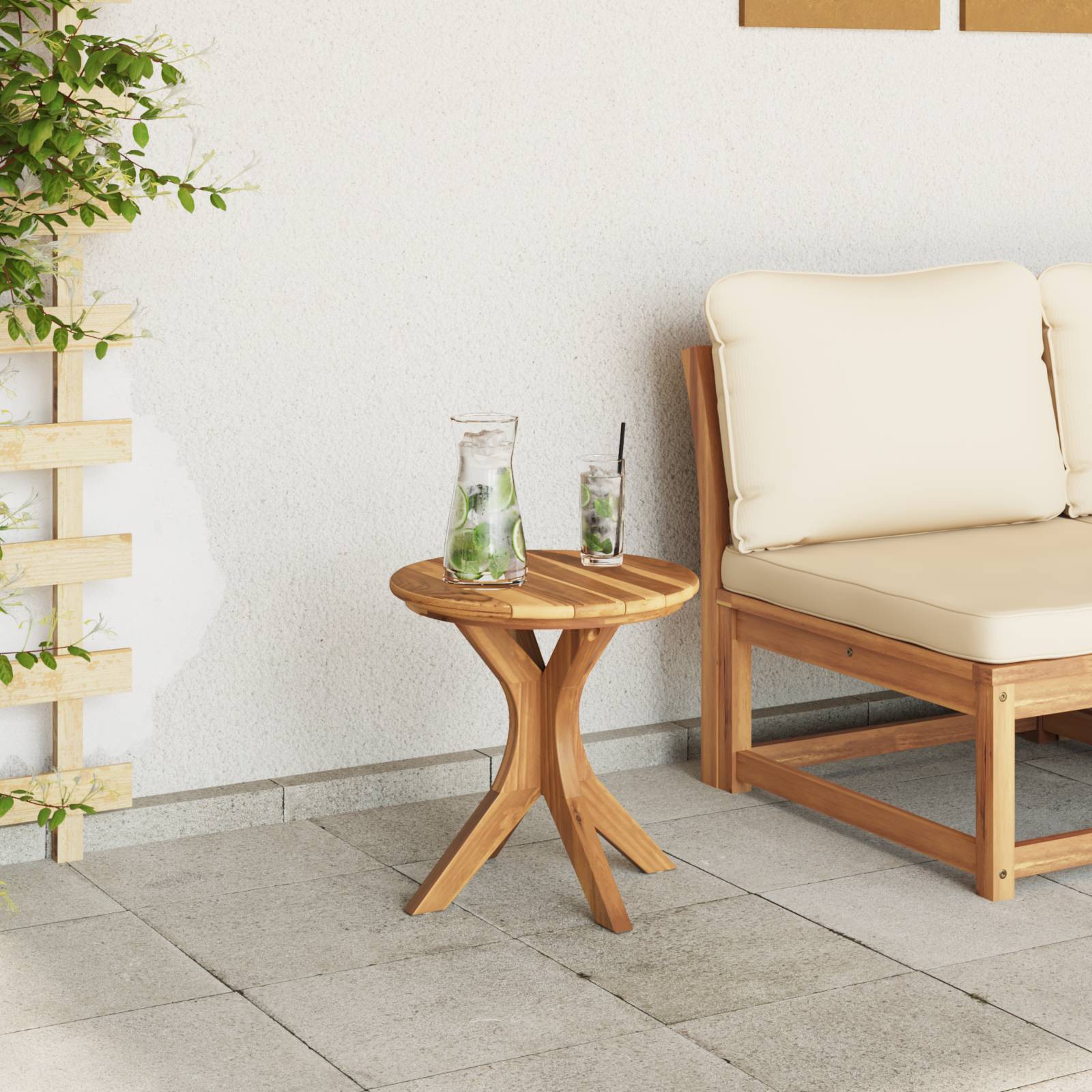 vidaXL Garten Beistelltisch Ø40x41 cm Massivholz Teak