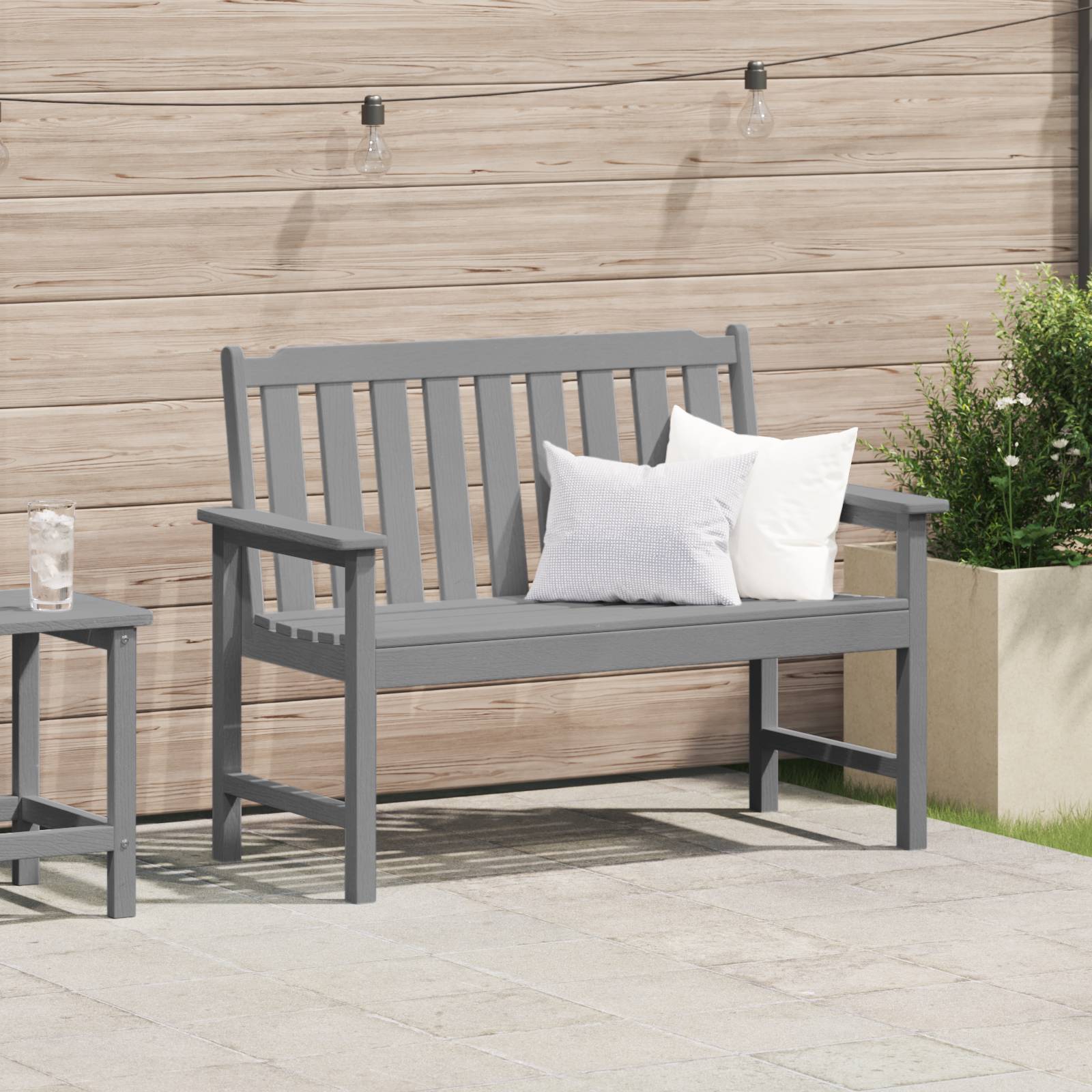 vidaXL Gartenbank Hellgrau 120 cm HDPE
