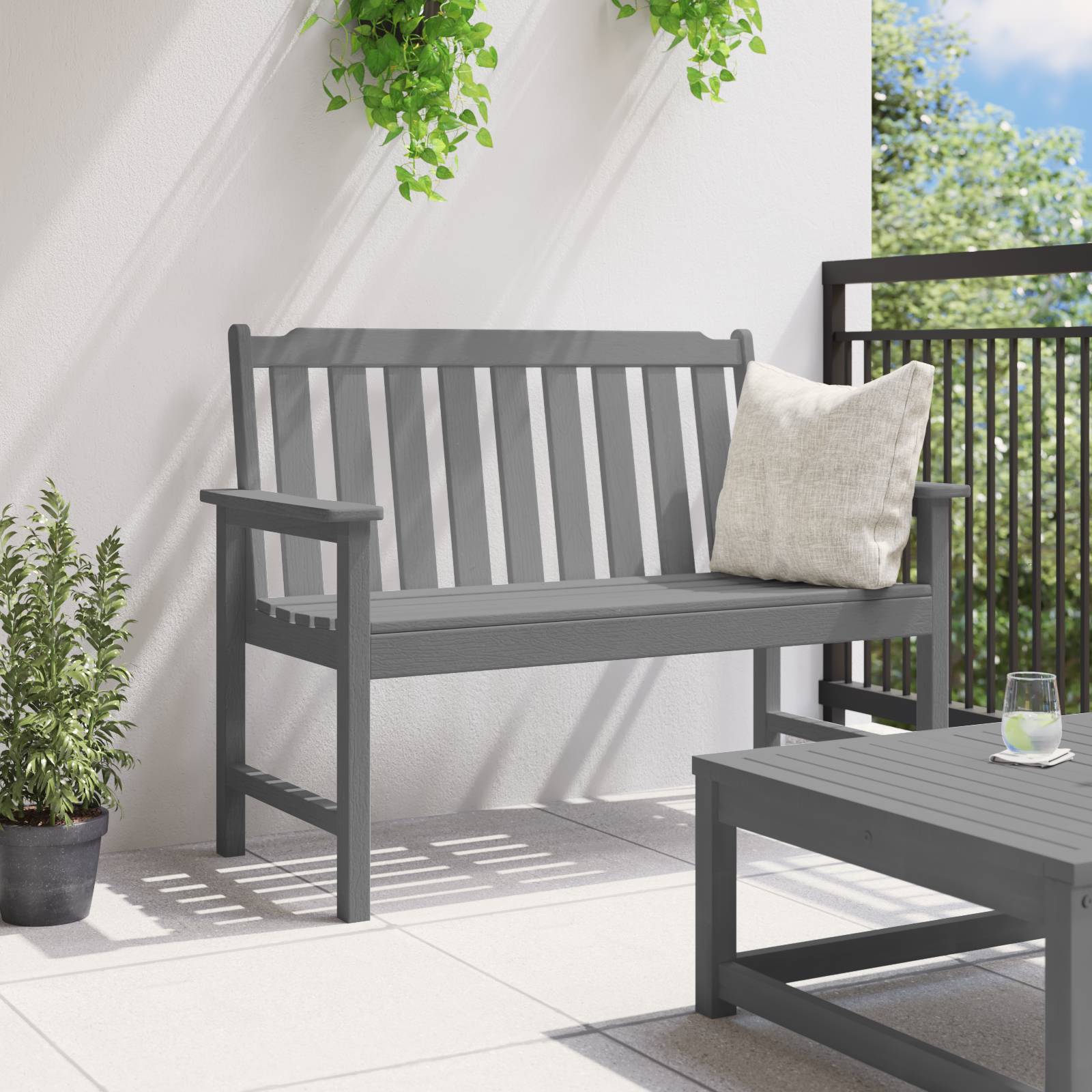 vidaXL Gartenbank Hellgrau 120 cm HDPE
