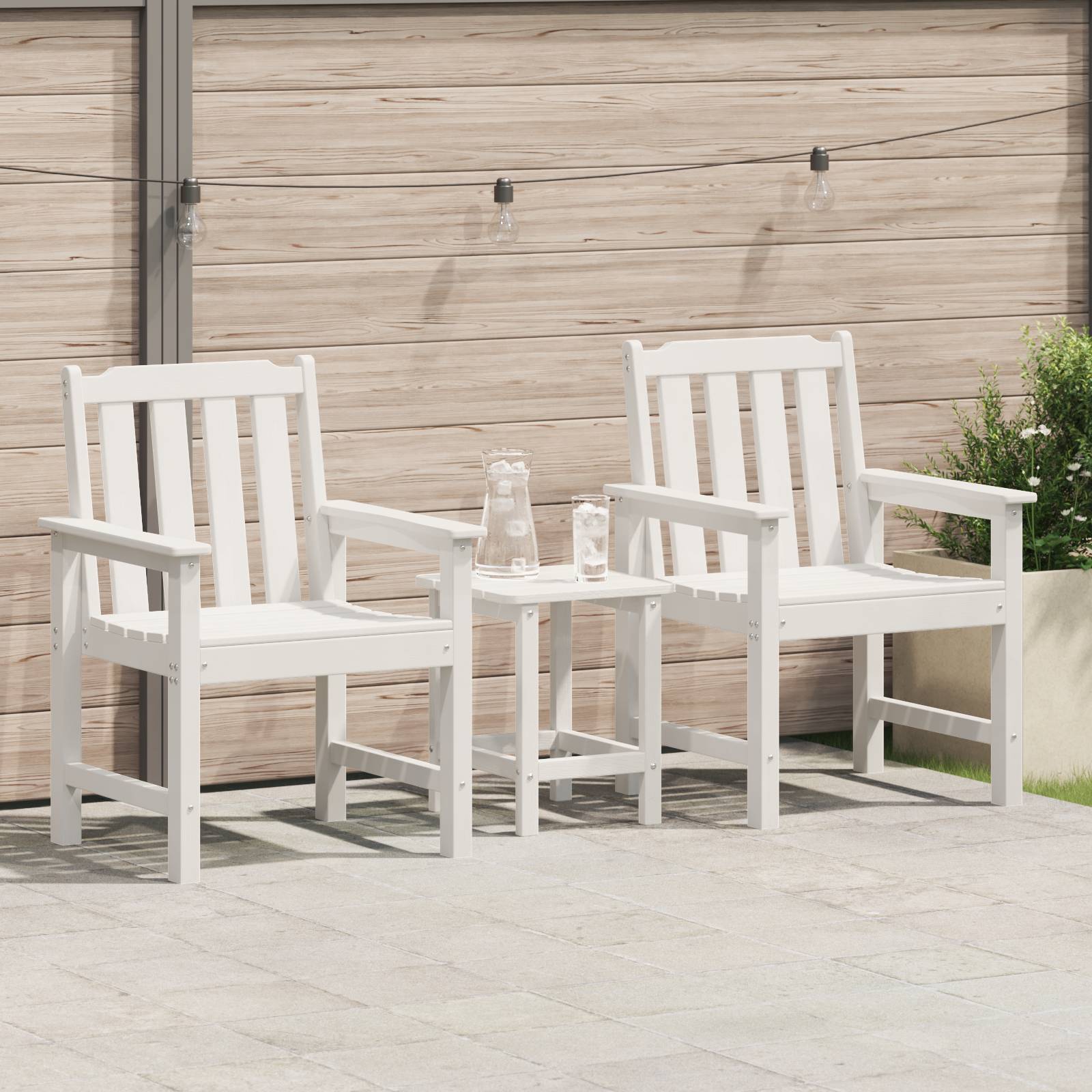 vidaXL Gartenstühle 2 Stück Weiß HDPE