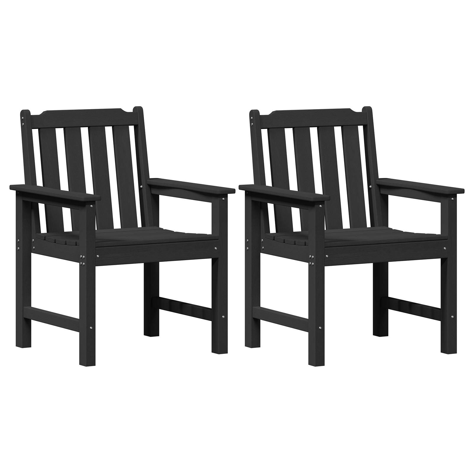 vidaXL Garten-Essstühle 2 Stück Schwarz HDPE