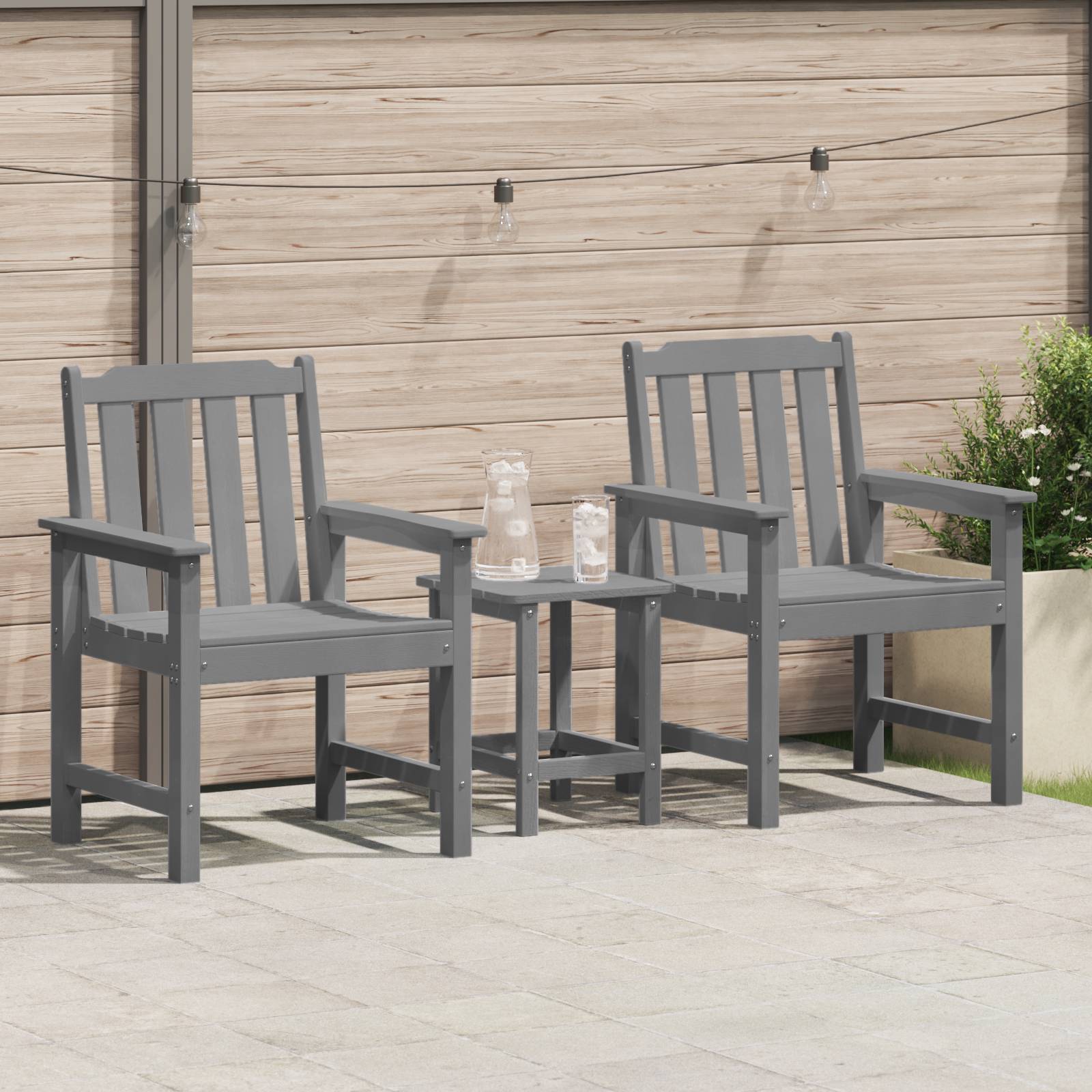 vidaXL Gartenstühle 2 Stk Hellgrau HDPE