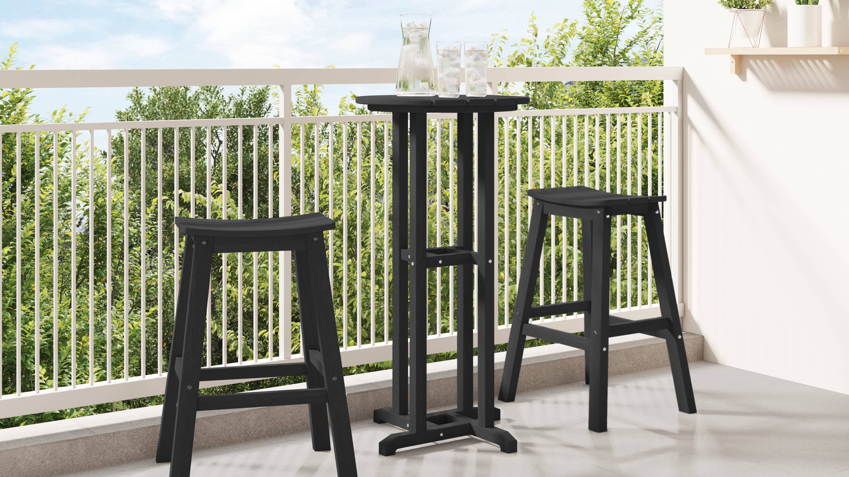 vidaXL Bar Tisch Schwarz 55x55x107 cm HDPE