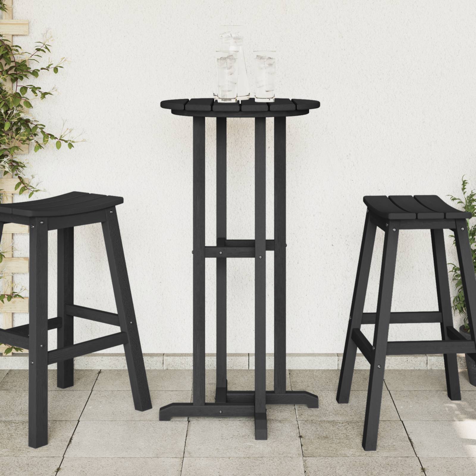 vidaXL Bar Tisch Schwarz 55x55x107 cm HDPE