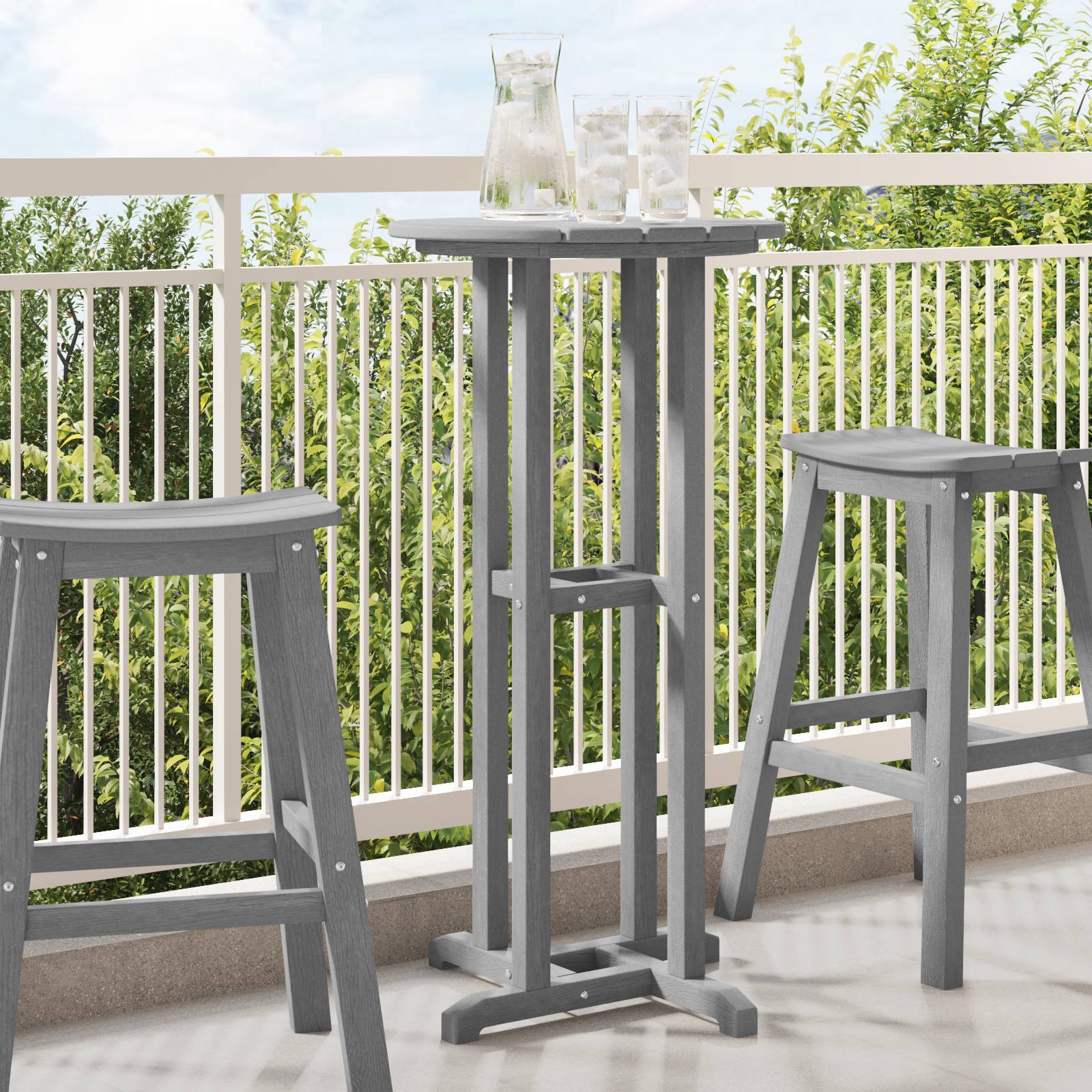 vidaXL Bartisch Hellgrau 55x55x107 cm HDPE
