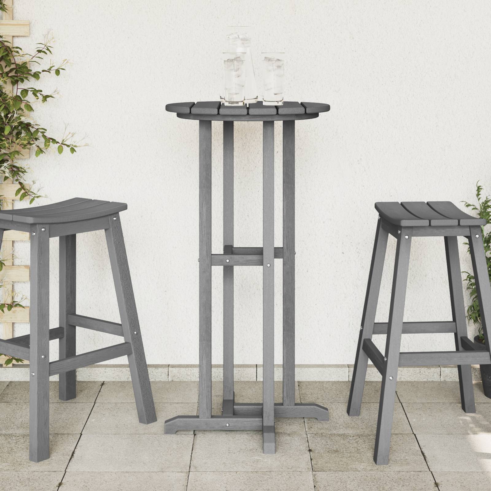 vidaXL Bartisch Hellgrau 55x55x107 cm HDPE