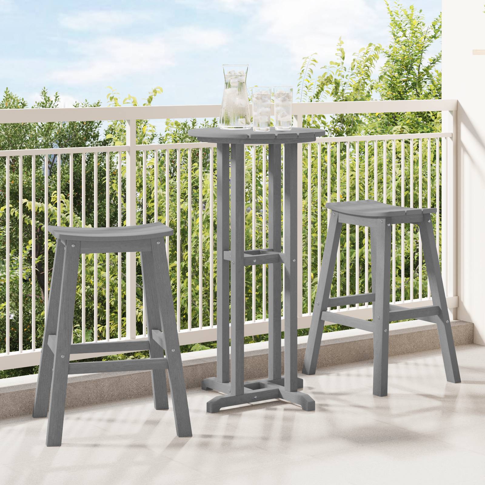 vidaXL Barhocker 2 Stück Hellgrau HDPE