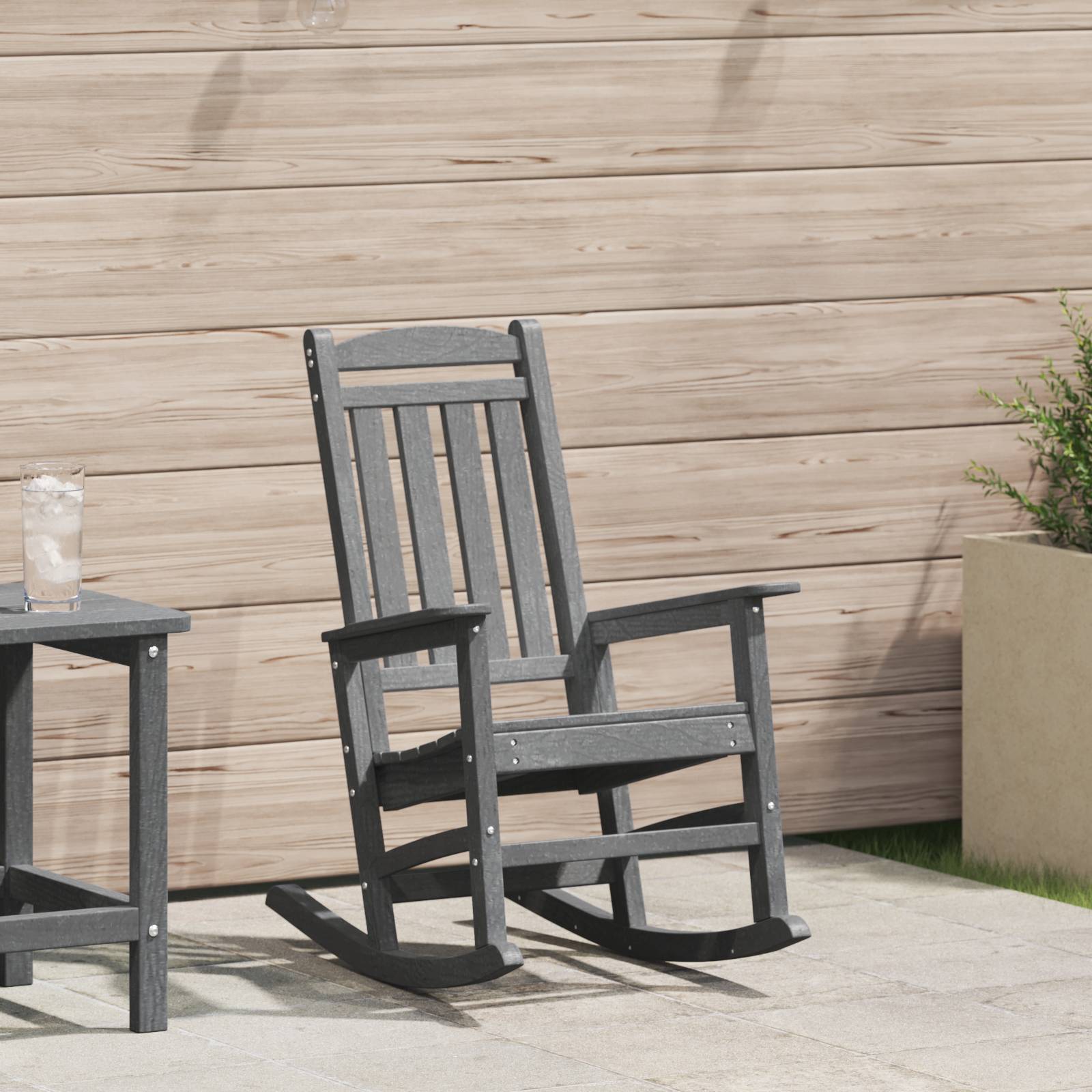 vidaXL Garten-Schaukelstuhl Hellgrau 70x92x107 cm HDPE