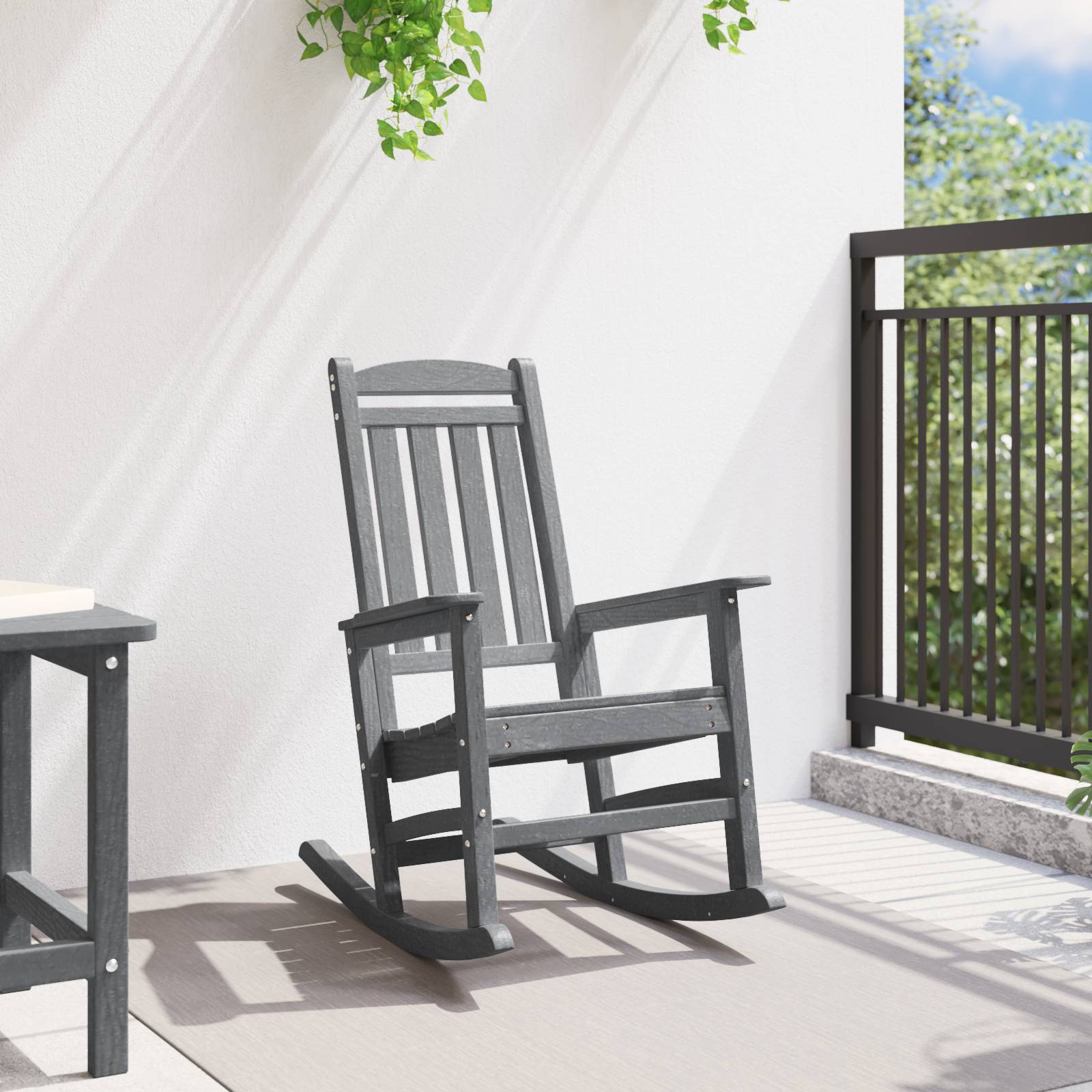 vidaXL Garten-Schaukelstuhl Hellgrau 70x92x107 cm HDPE