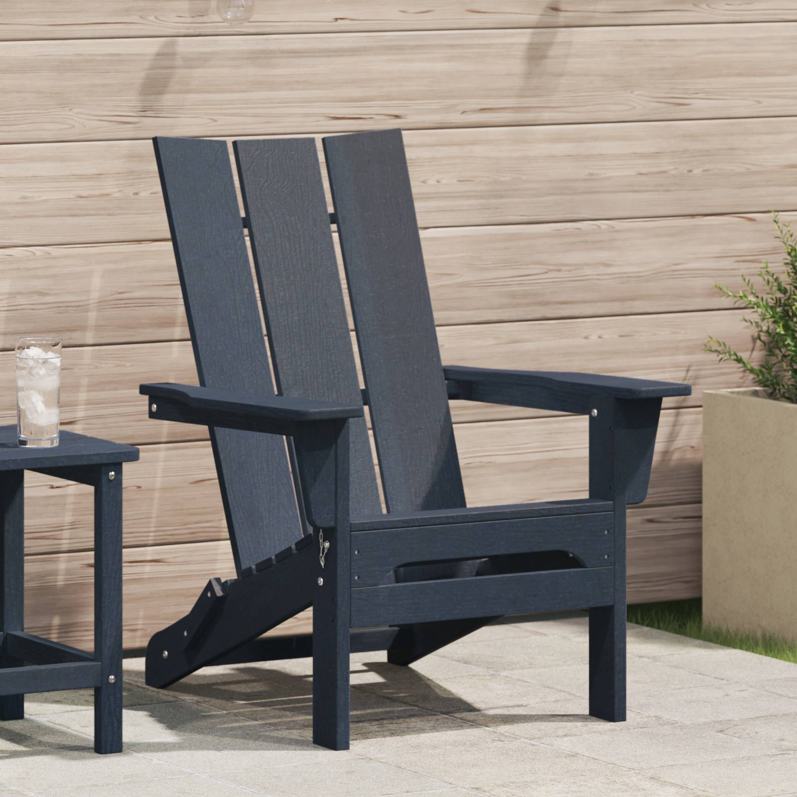 vidaXL Klapp-Adirondack-Stuhl Marineblau 74,5x80,5x90 cm HDPE