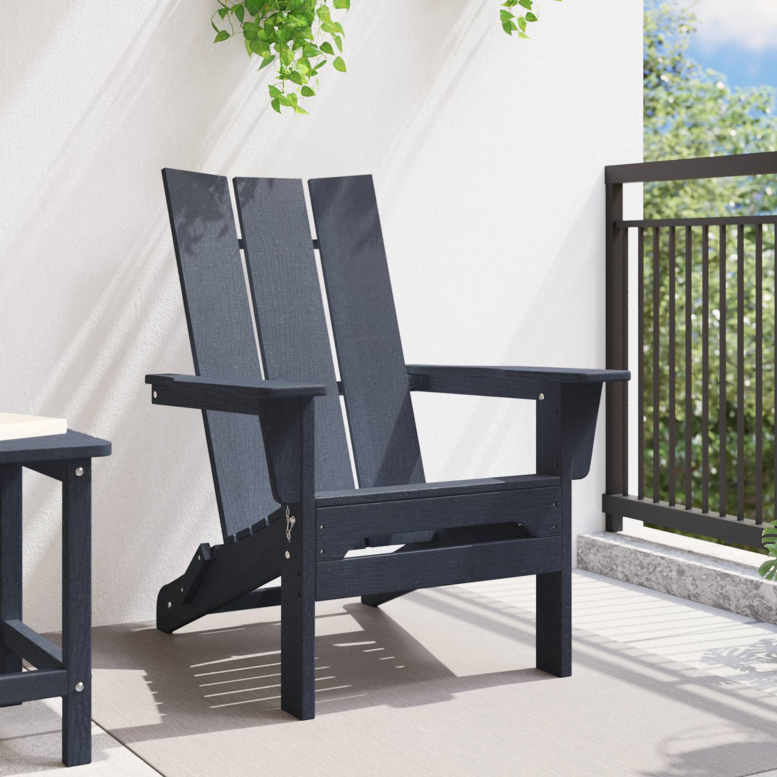 vidaXL Klapp-Adirondack-Stuhl Marineblau 74,5x80,5x90 cm HDPE
