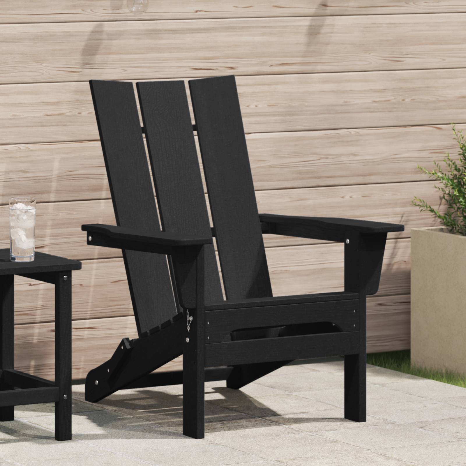 vidaXL Klapp-Adirondack-Stuhl Schwarz 74.5x80.5x90 cm HDPE