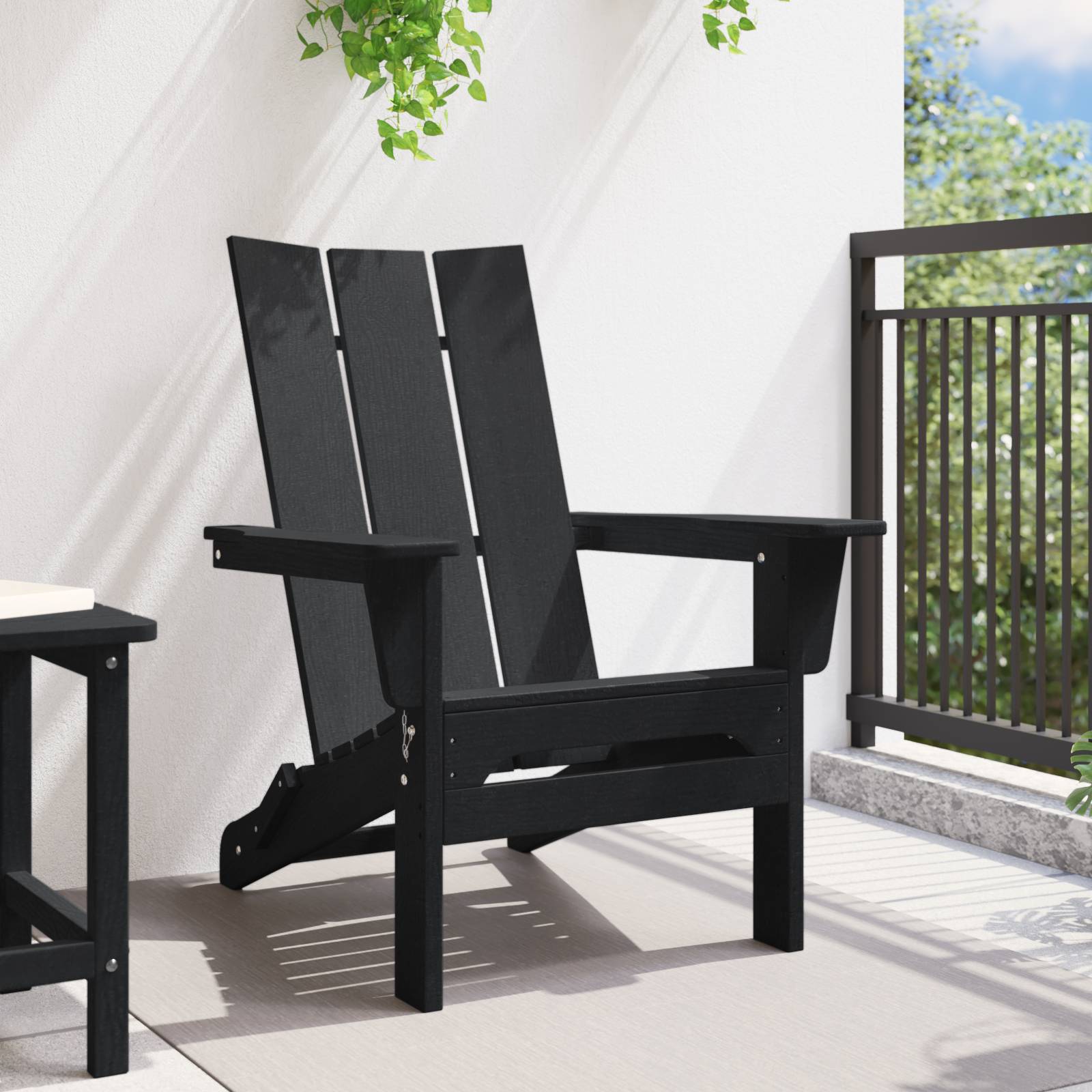 vidaXL Klapp-Adirondack-Stuhl Schwarz 74.5x80.5x90 cm HDPE