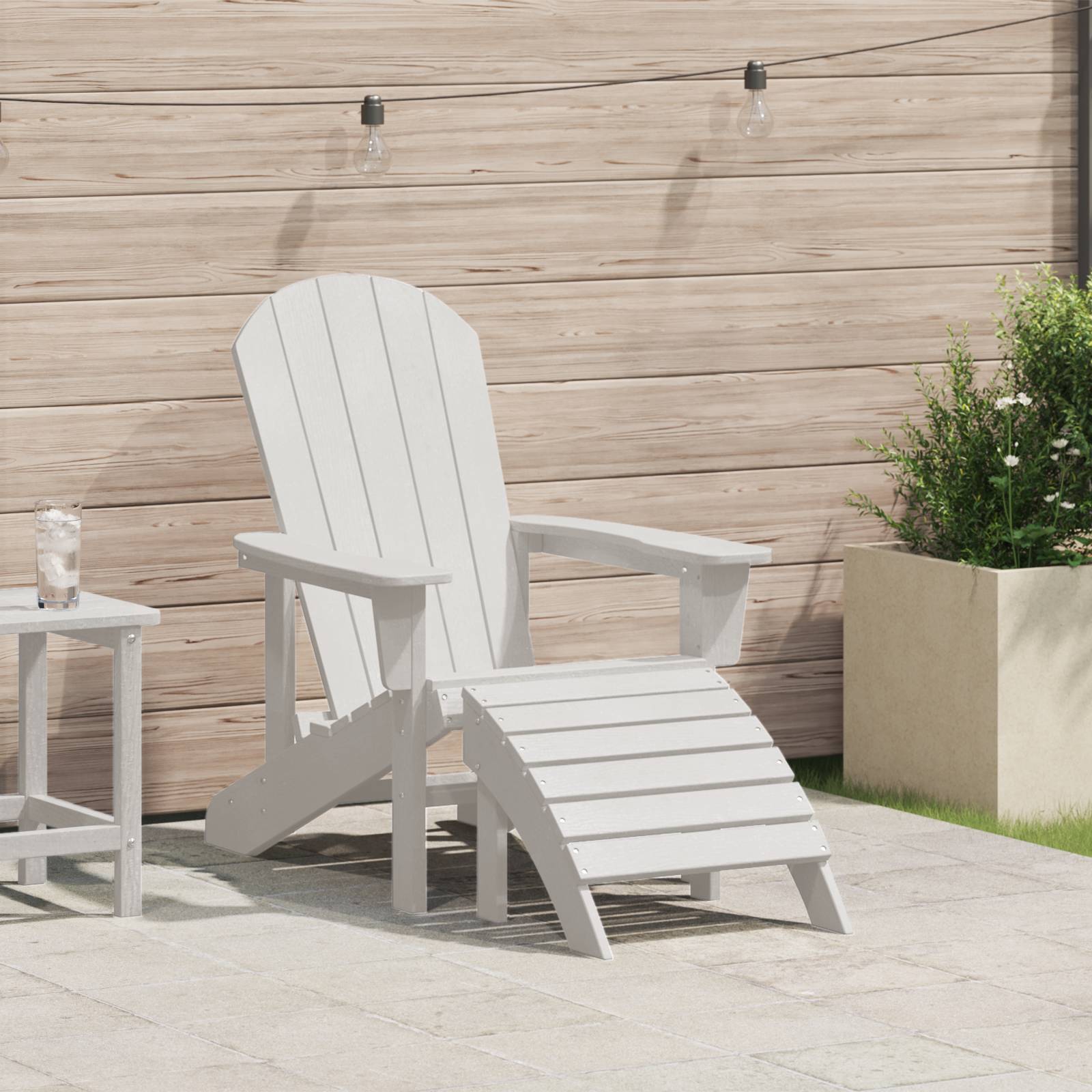 vidaXL Adirondack-Stuhl mit Fußstütze Weiß HDPE
