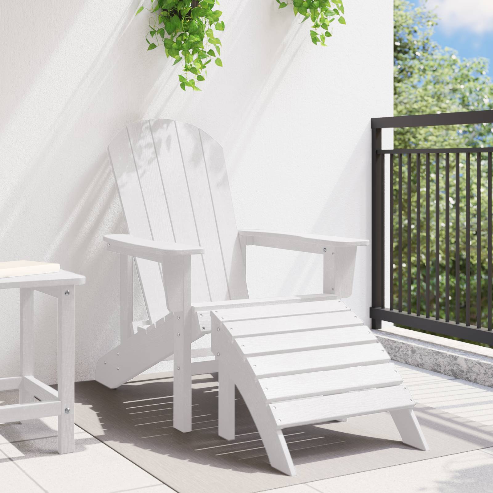 vidaXL Adirondack-Stuhl mit Fußstütze Weiß HDPE