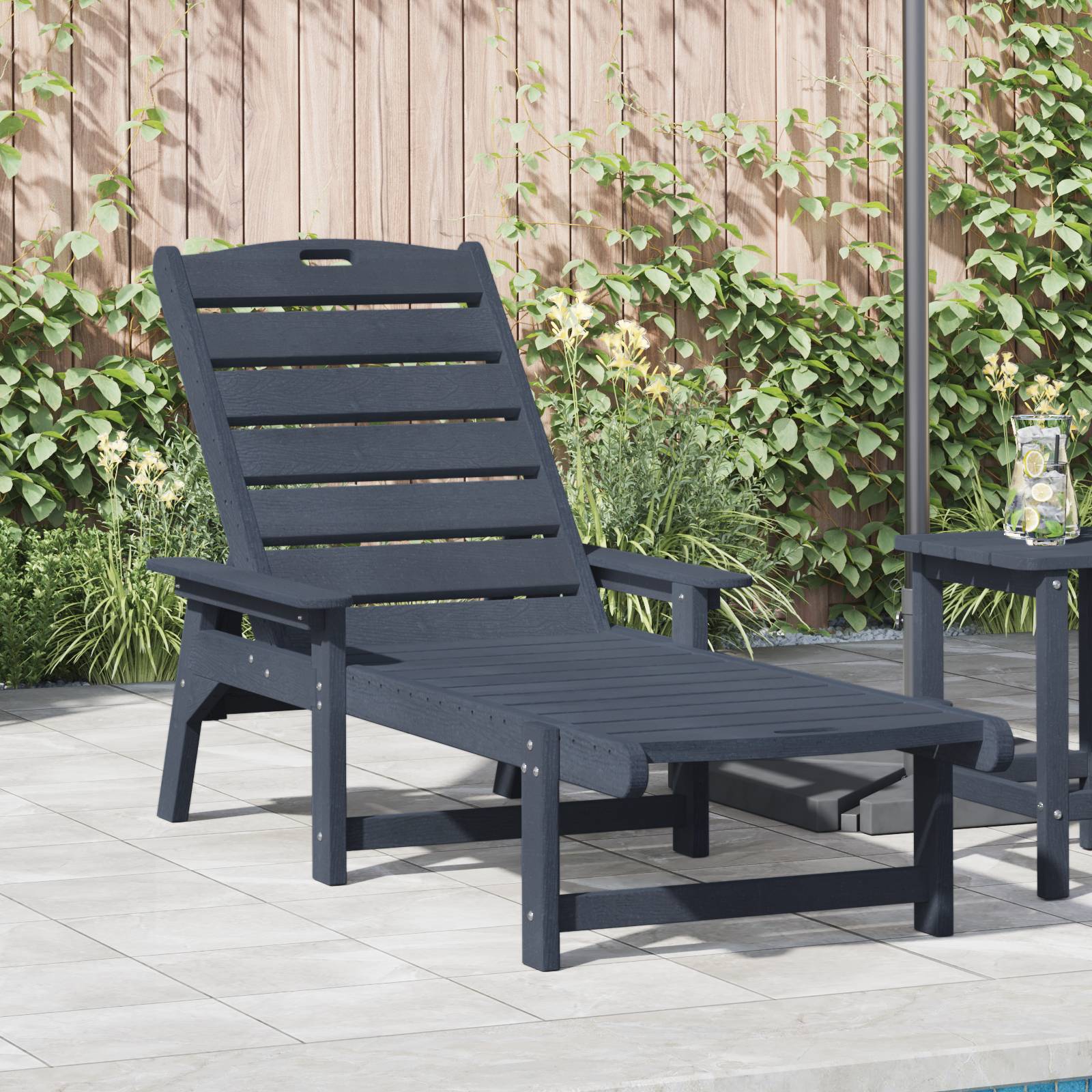 vidaXL Sonnenliege Marineblau 53x162x98.5 cm HDPE