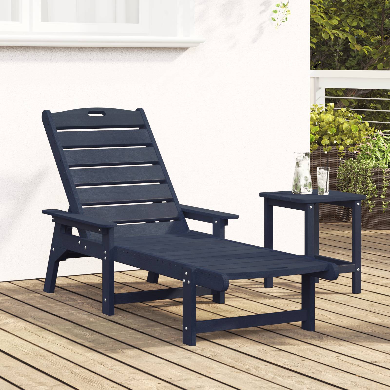 vidaXL Sonnenliege Marineblau 53x162x98.5 cm HDPE