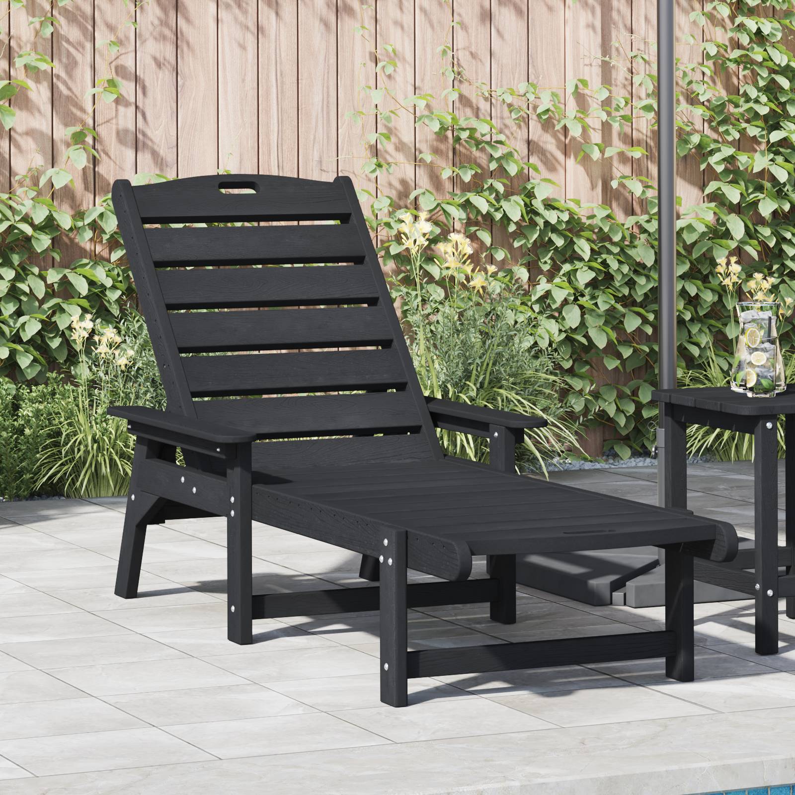 vidaXL Sonnenliege Schwarz 53x162x98.5 cm HDPE