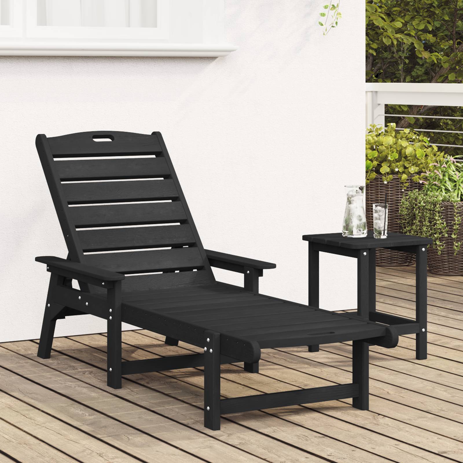 vidaXL Sonnenliege Schwarz 53x162x98.5 cm HDPE