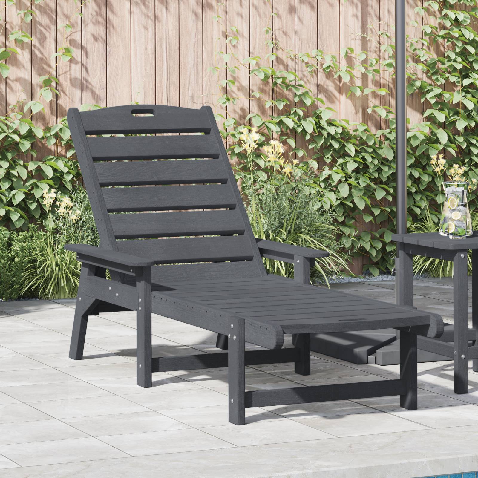 vidaXL Sonnenliege Hellgrau 53x162x98.5 cm HDPE