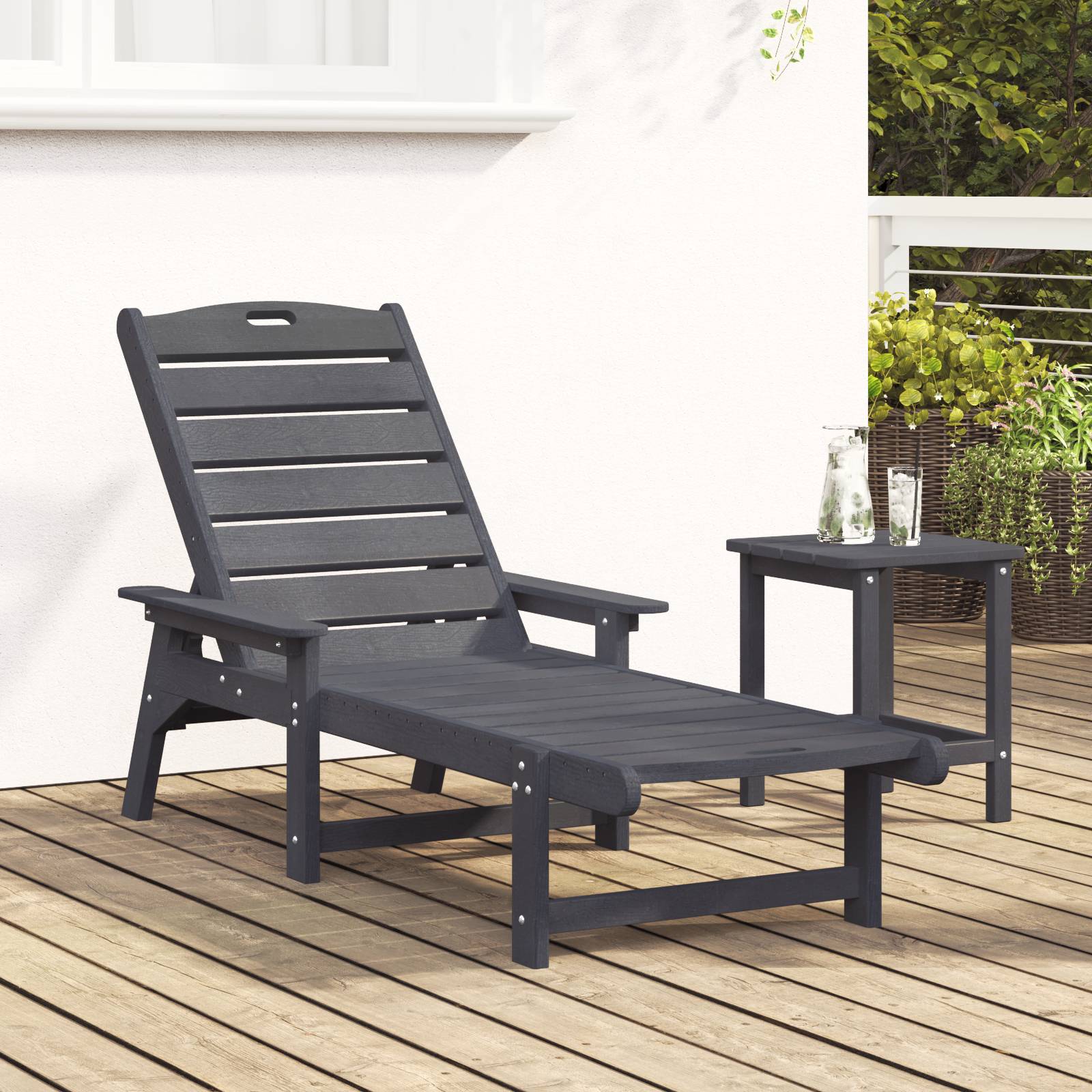 vidaXL Sonnenliege Hellgrau 53x162x98.5 cm HDPE