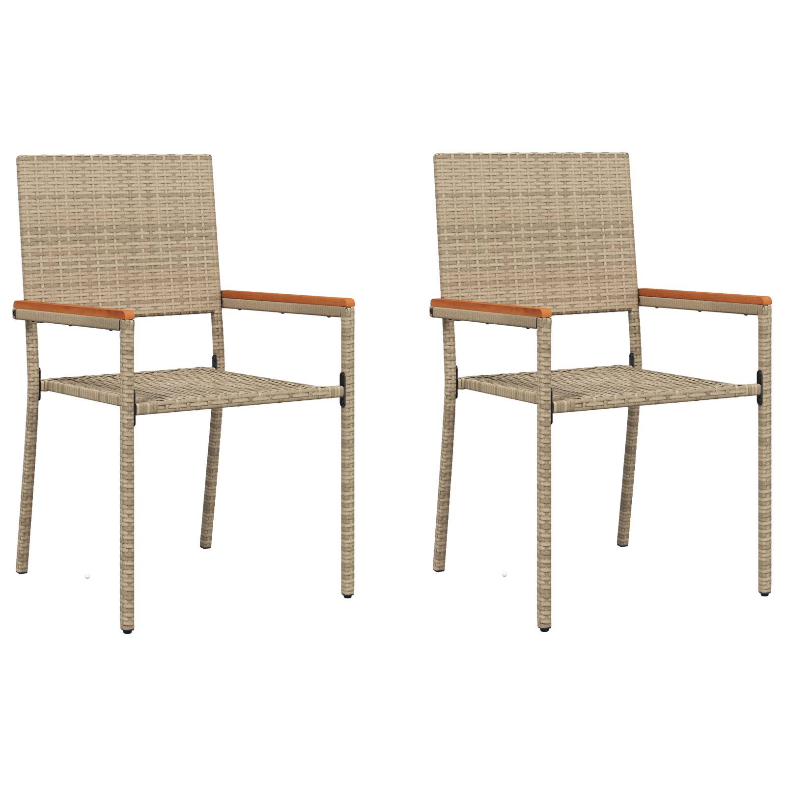 vidaXL Stapelbare Gartenstühle - 2er Set in beige Poly-Rattan