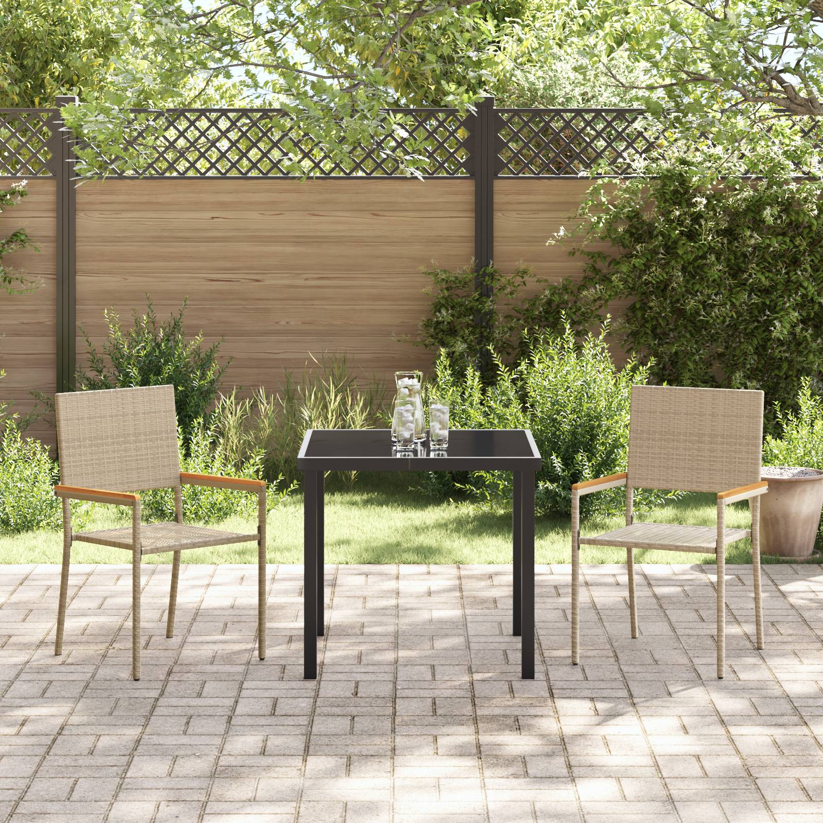 vidaXL Stapelbare Gartenstühle - 2er Set in beige Poly-Rattan