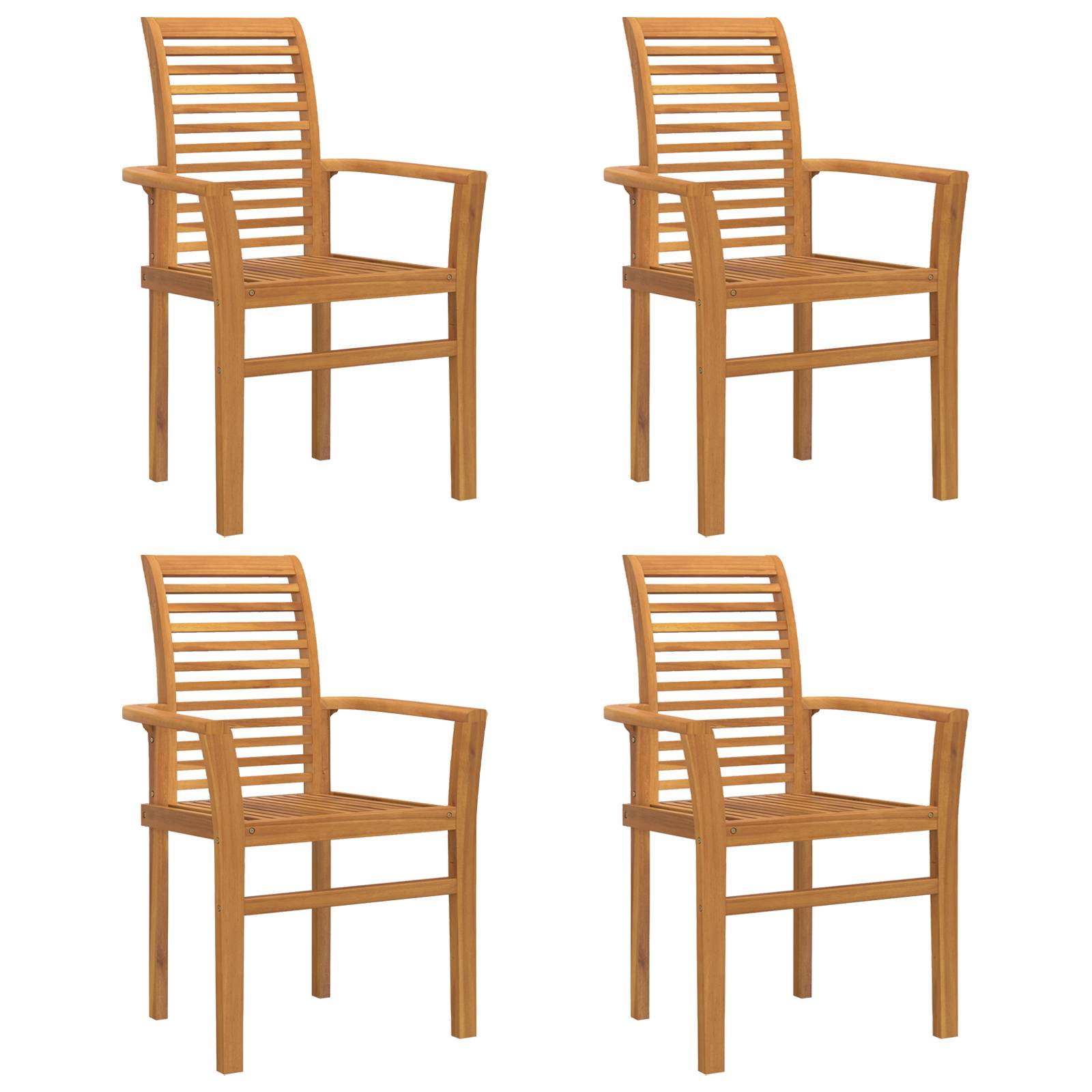 vidaXL Stapelbarer Gartensessel 4 Stück Massivholz Teak