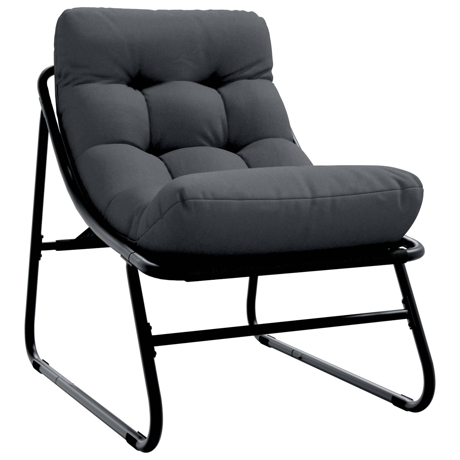 vidaXL Garten-Relaxstühle 2 Stück mit Kissen Schwarz 60x80x71 cm Stahl