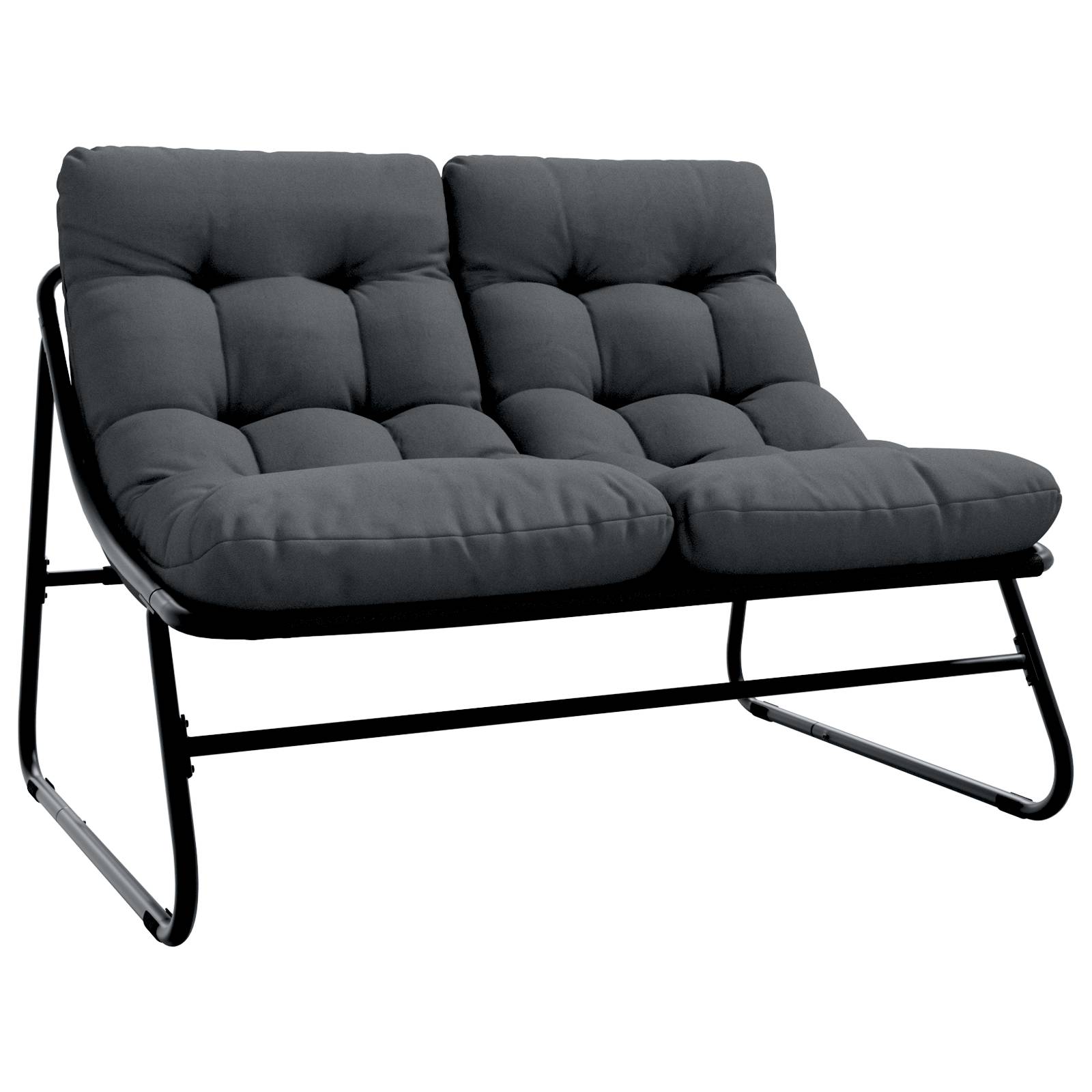vidaXL Gartenbank mit Kissen Schwarz 110x80x71 cm Stahl