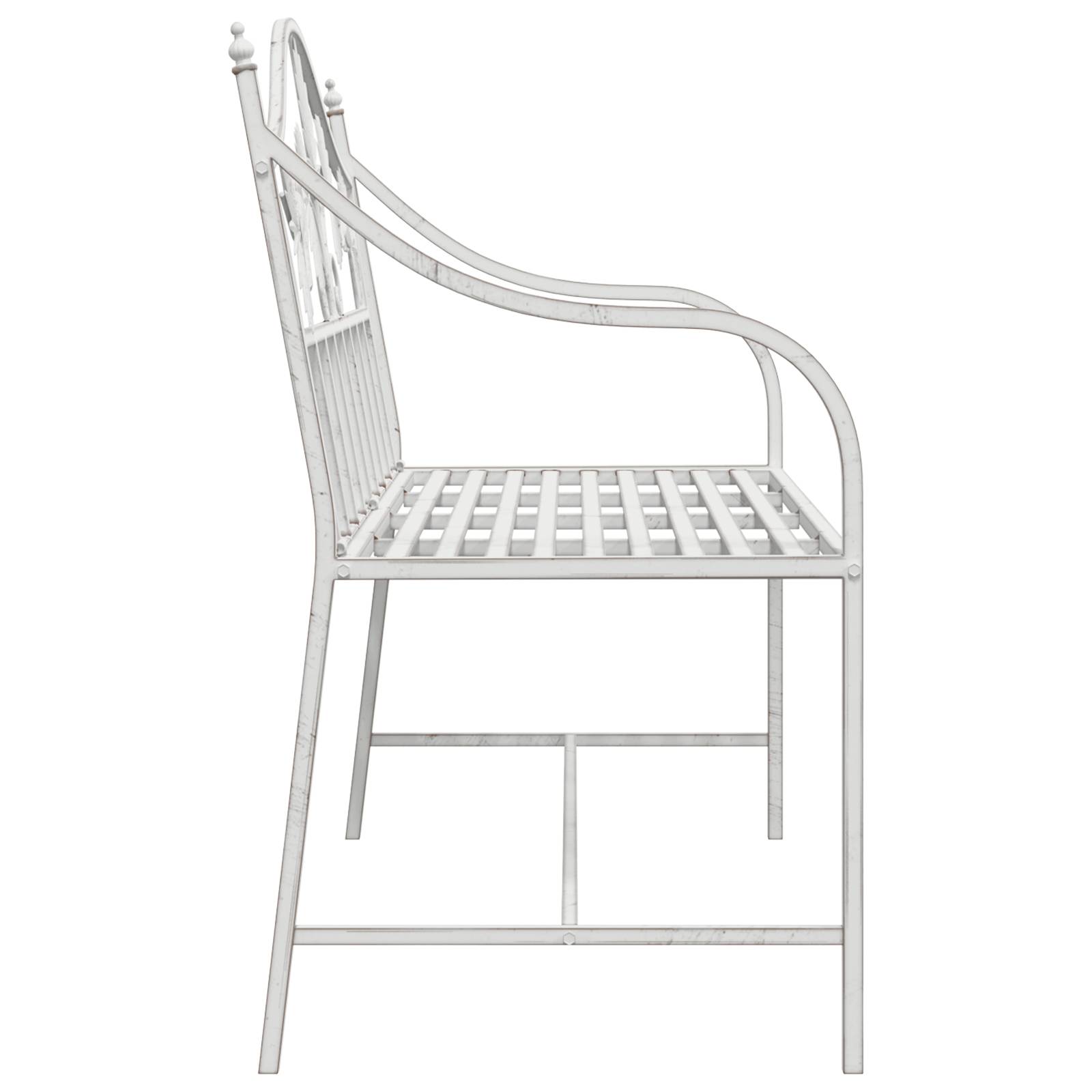 vidaXL Gartenbank Weiß Metall 104 x 52,5 x 89 cm Robust und langlebig