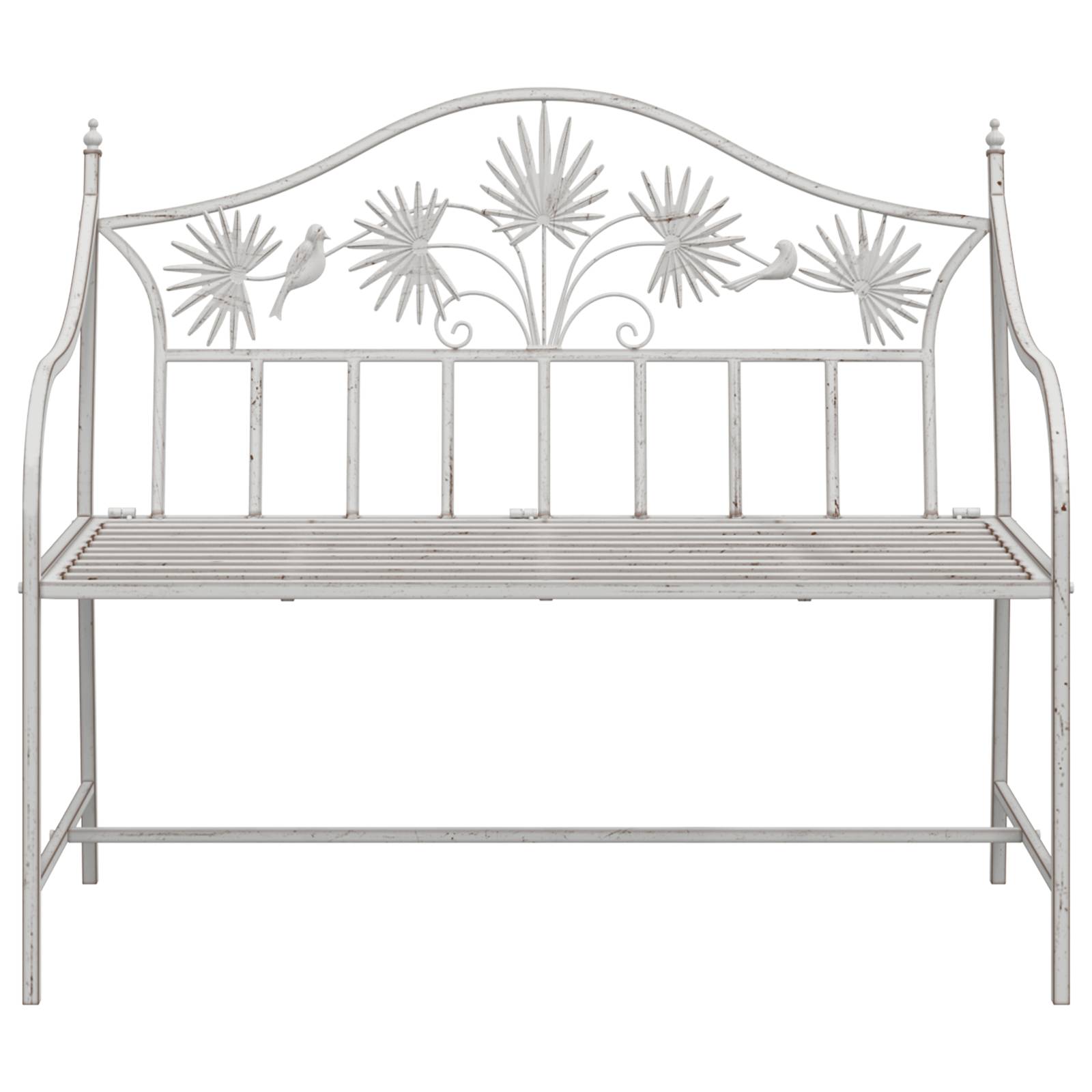vidaXL Gartenbank Weiß Metall 104 x 52,5 x 89 cm Robust und langlebig