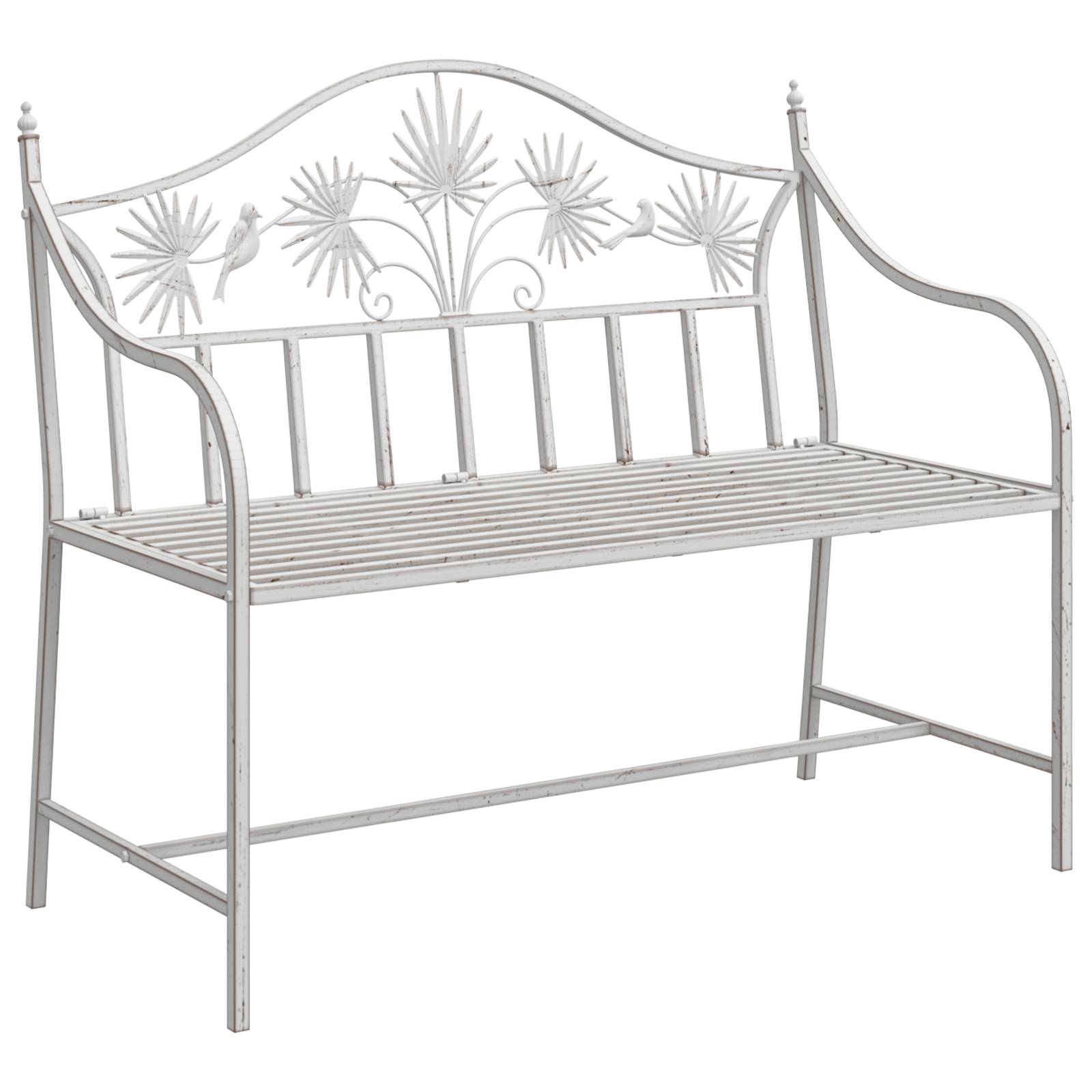 vidaXL Gartenbank Weiß Metall 104 x 52,5 x 89 cm Robust und langlebig