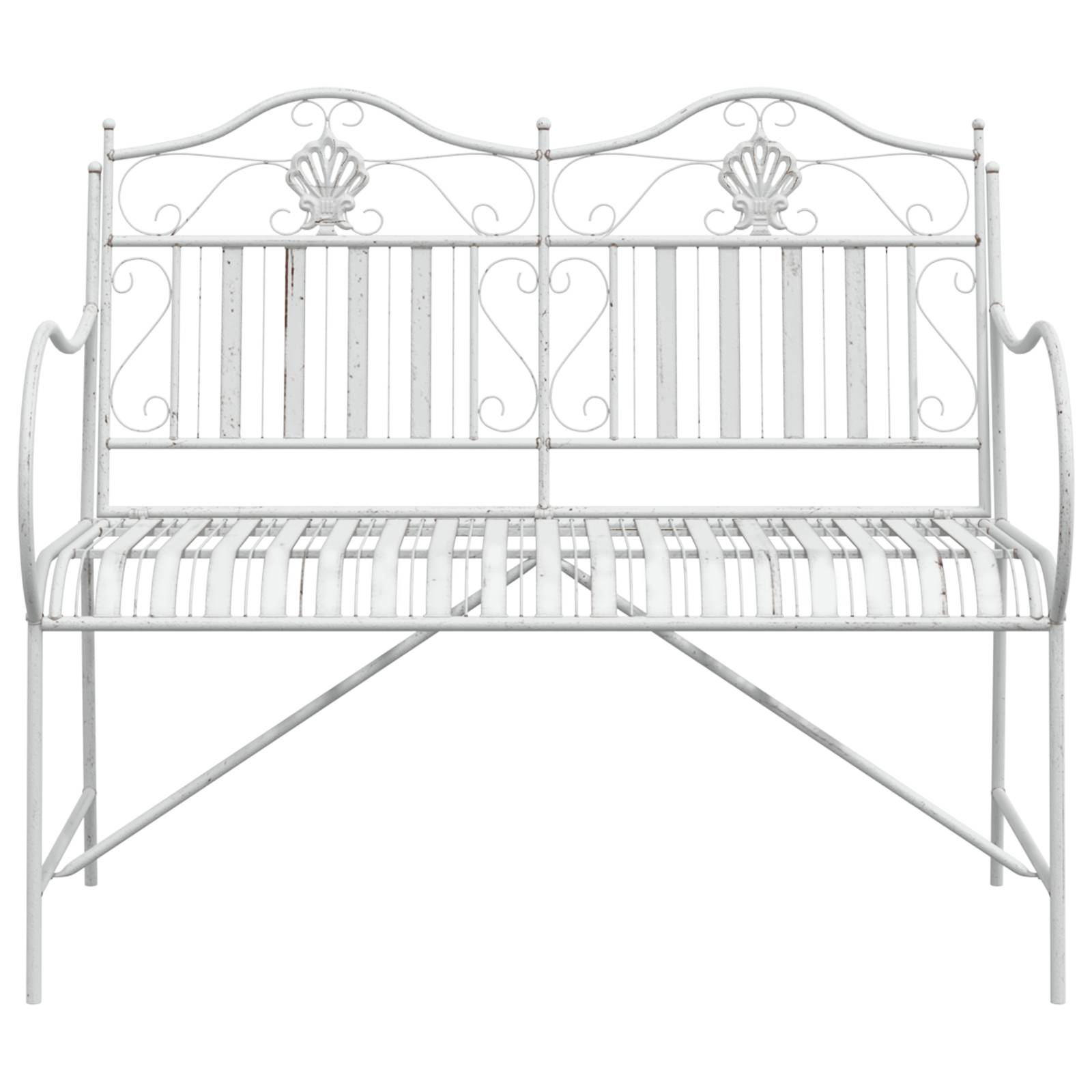 vidaXL Bank Weiß Metall 103,5 x 59 x 89 cm Langlebig Gartenbank