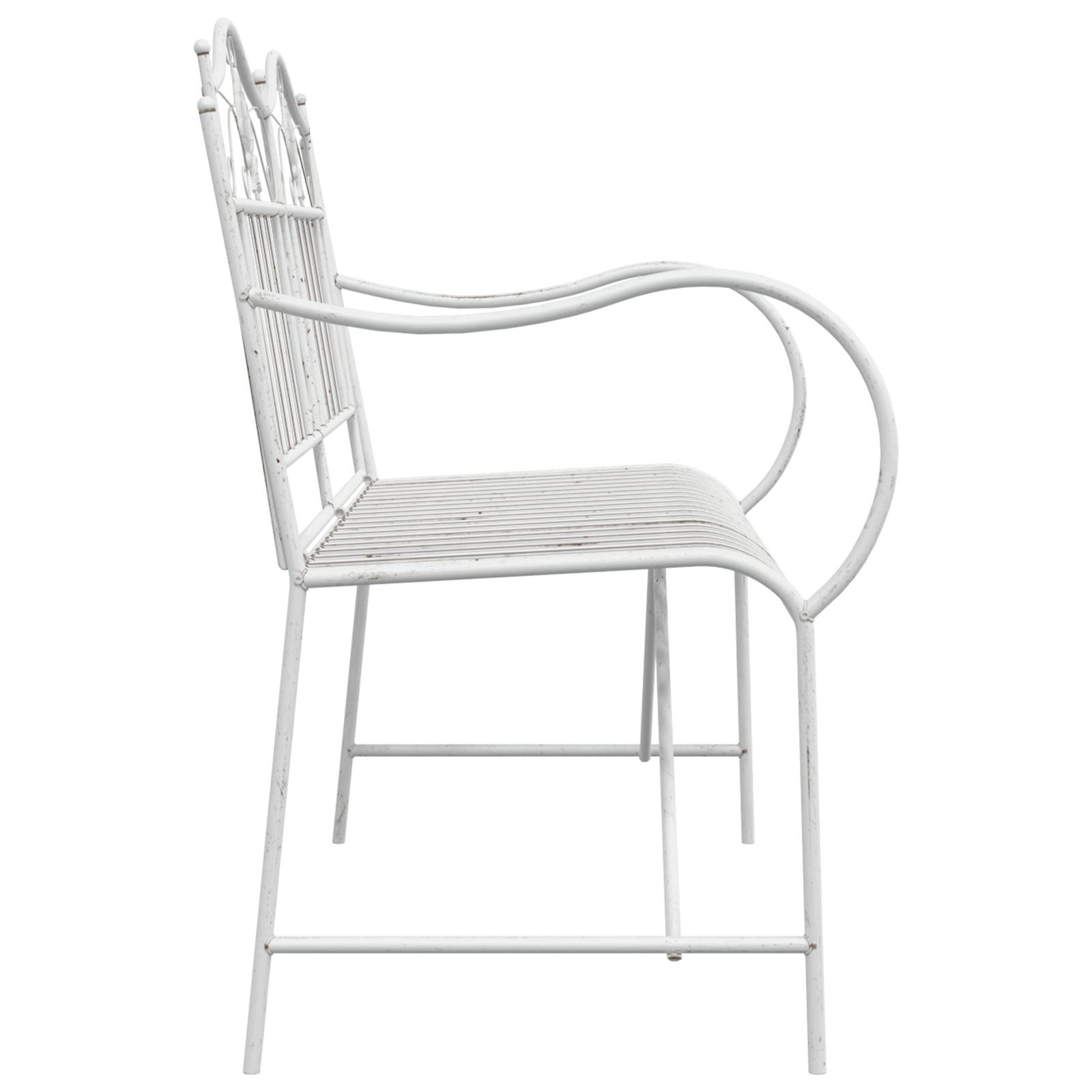 vidaXL Bank Weiß Metall 103,5 x 59 x 89 cm Langlebig Gartenbank