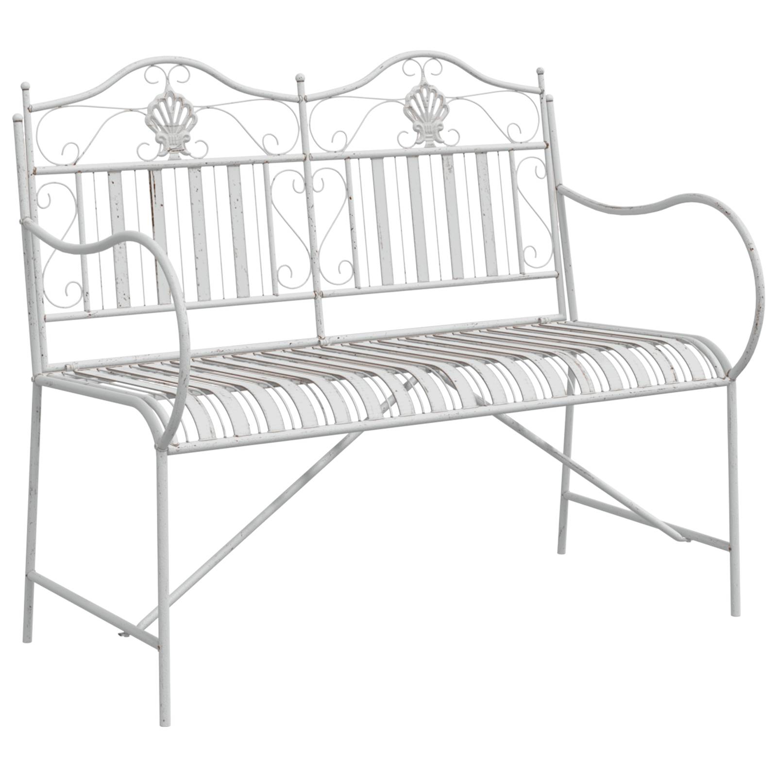 vidaXL Bank Weiß Metall 103,5 x 59 x 89 cm Langlebig Gartenbank