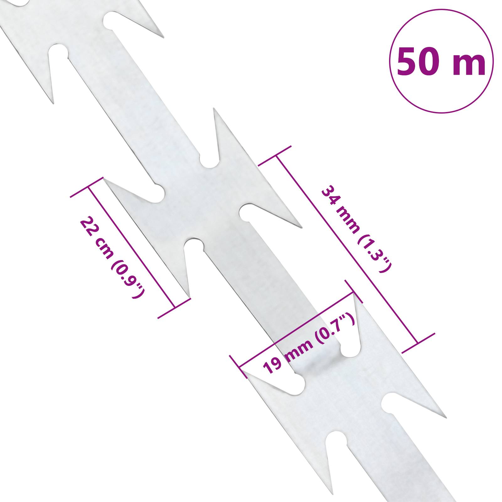 vidaXL Stacheldraht 50 m BTO-22 Feuerverzinkter Stahl