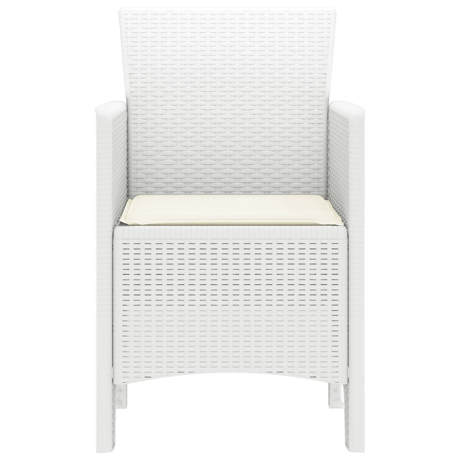 vidaXL Gartenstühle mit Kissen 2 Stk. Weiß Poly Rattan