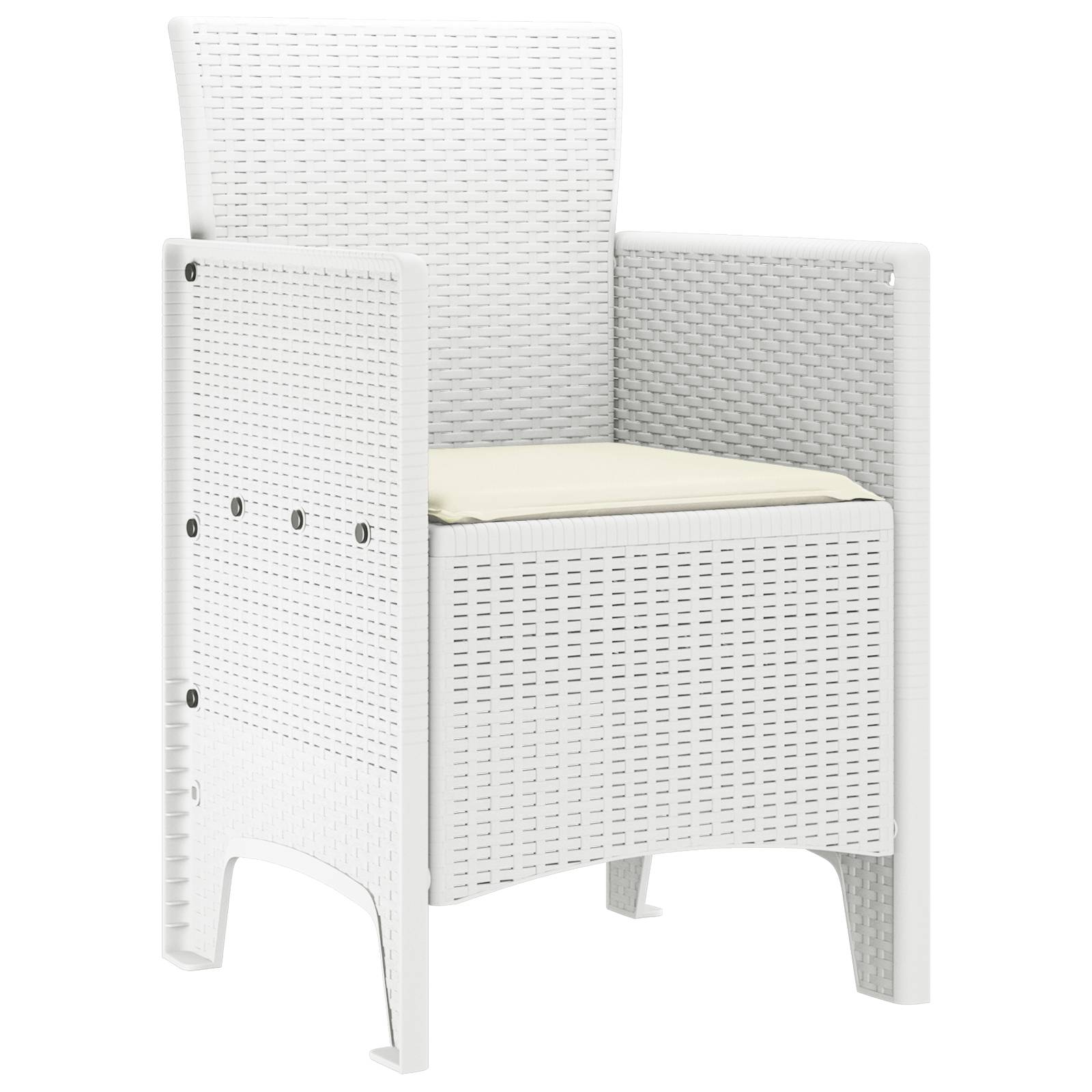 vidaXL Gartenstühle mit Kissen 2 Stk. Weiß Poly Rattan