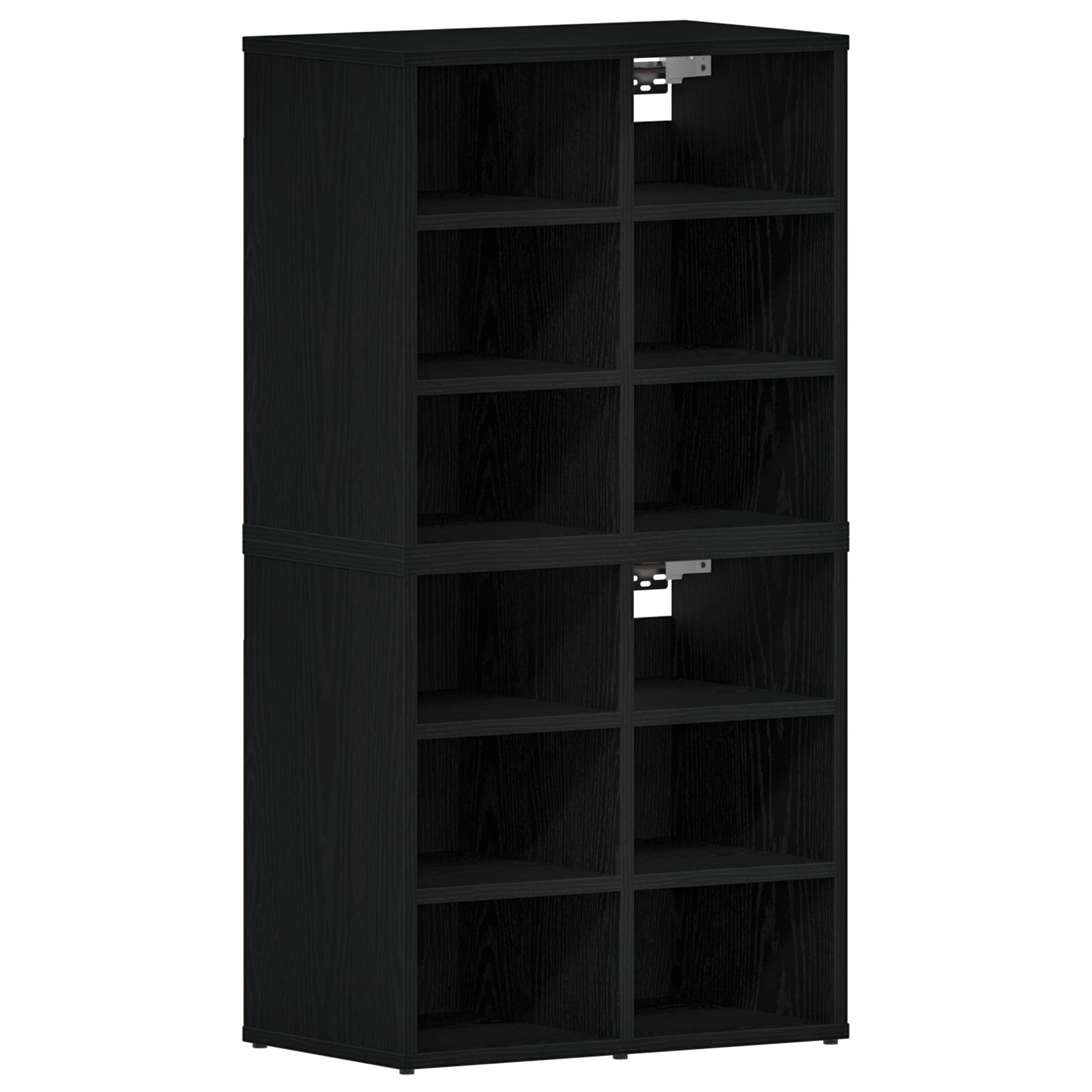 vidaXL Schuhschränke 2 Stk Schwarz Eiche 52.5x30x50 cm