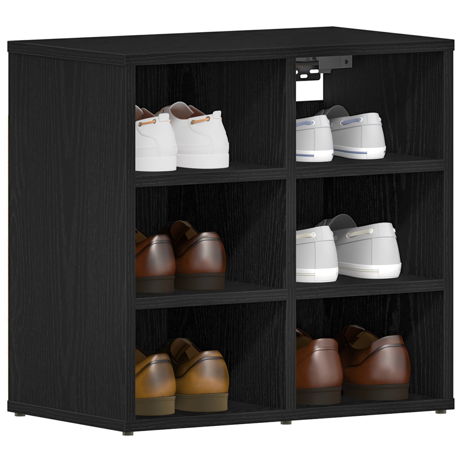 vidaXL Schuhschränke 2 Stk Schwarz Eiche 52.5x30x50 cm