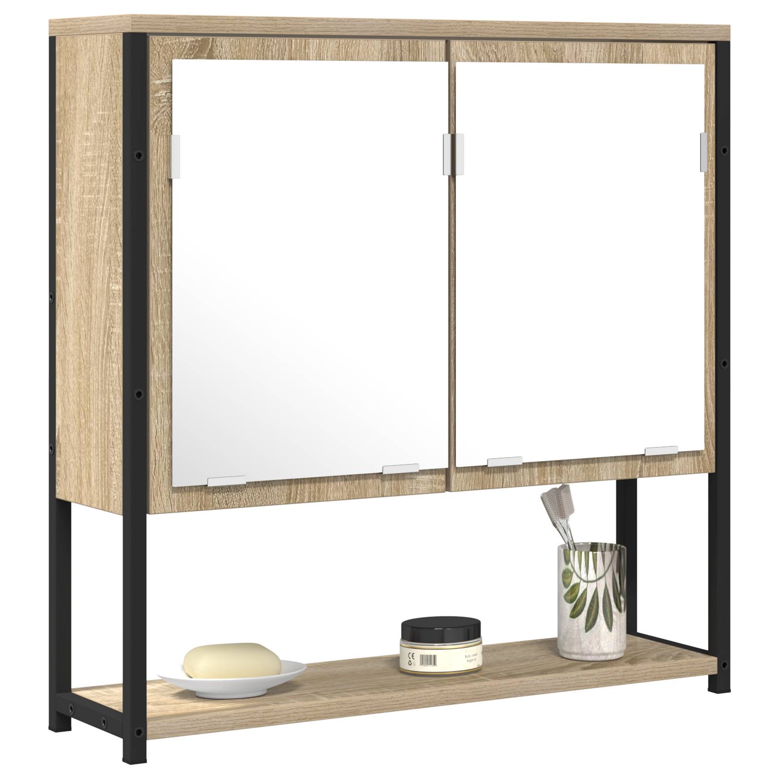 vidaXL Spiegelschrank Sonoma Eiche 60x16x60 cm Holzwerkstoff