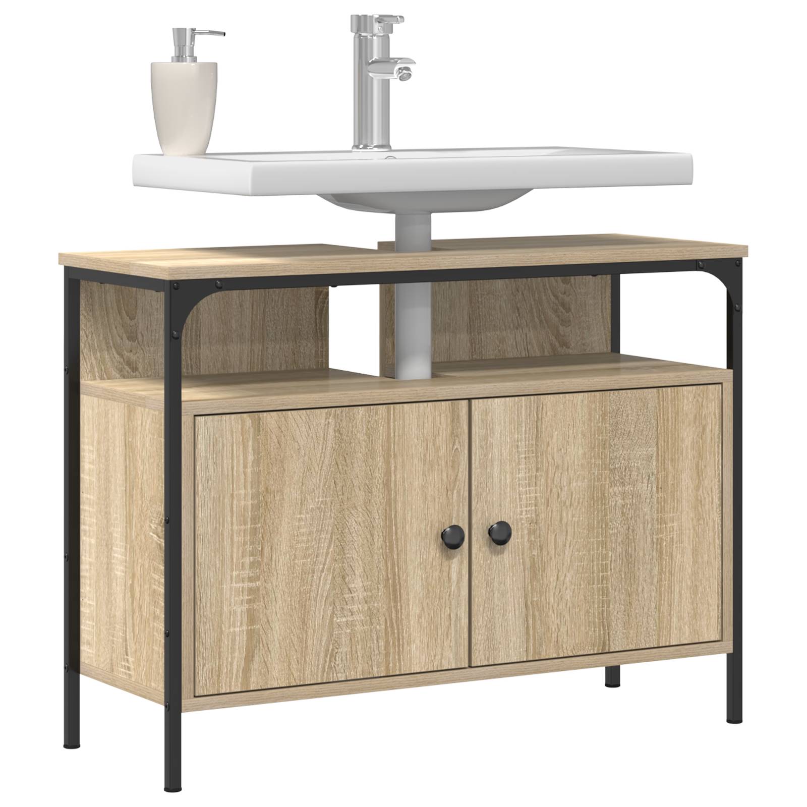 vidaXL Waschbeckenunterschrank Sonoma Eiche 80x30x60 cm Holzwerkstoff