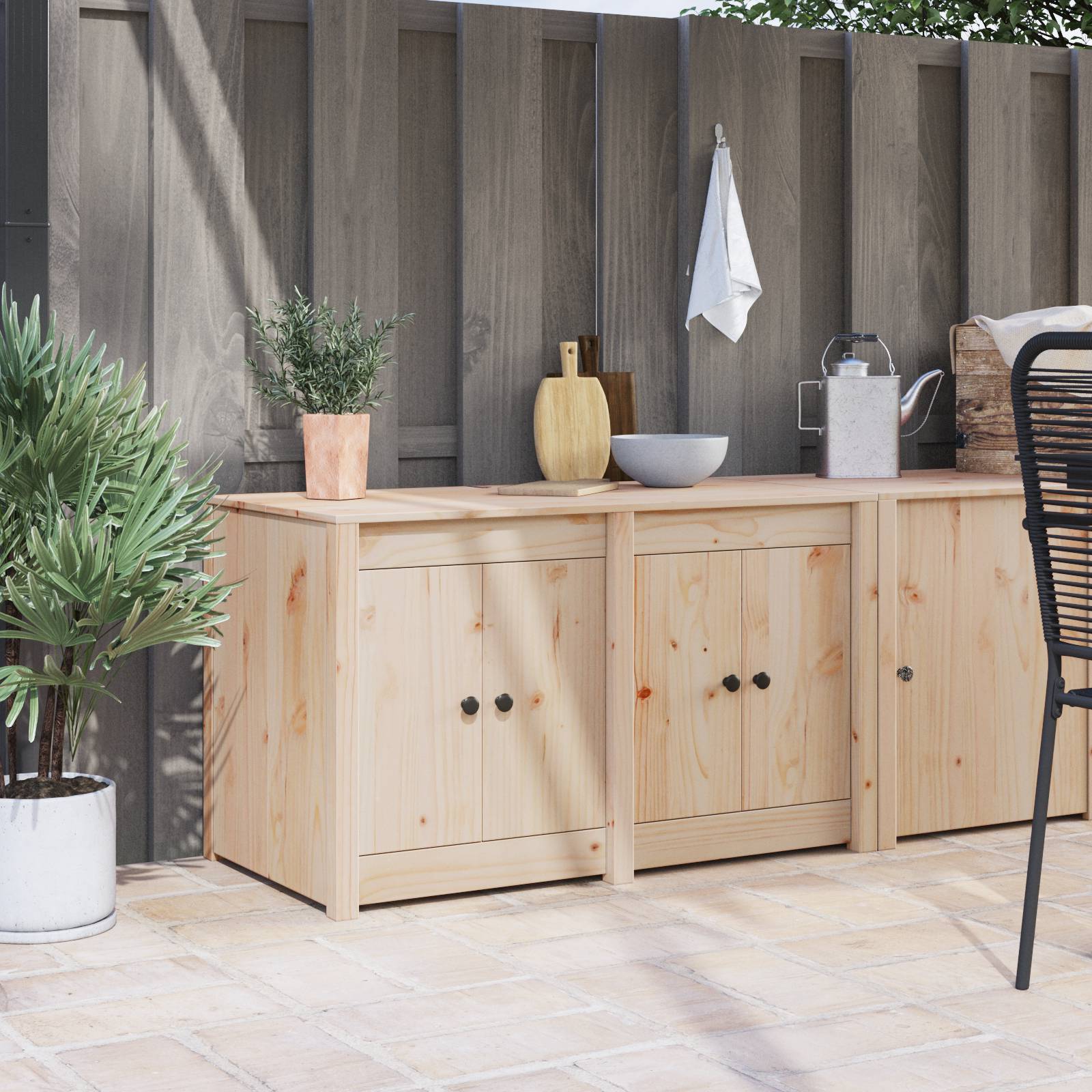 vidaXL Außenschrank für die Küche 106x55x64 cm Massivholz Kiefer