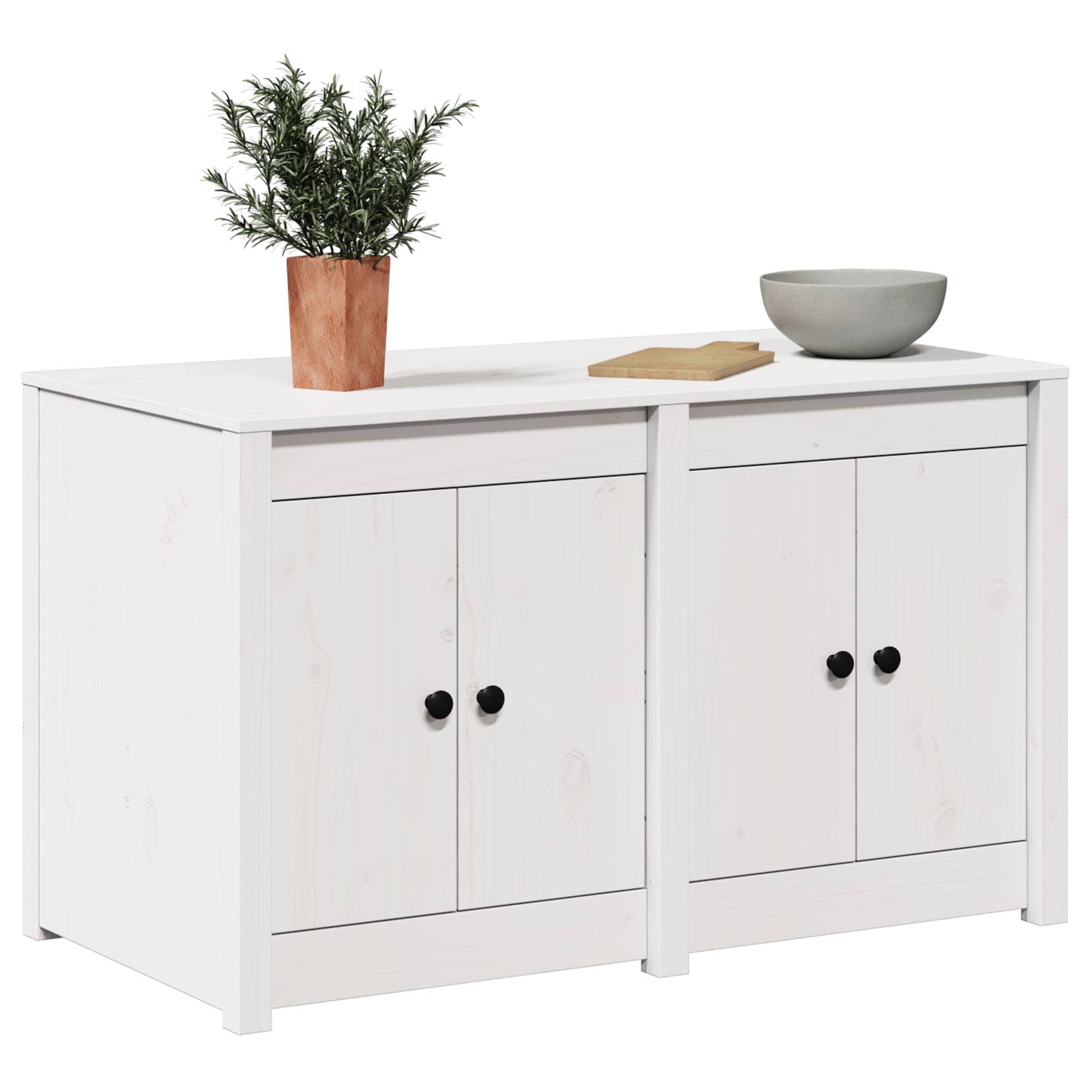 vidaXL Outdoor Küchenunterschrank Weiß 106x55x64 cm Massivholz Kiefer
